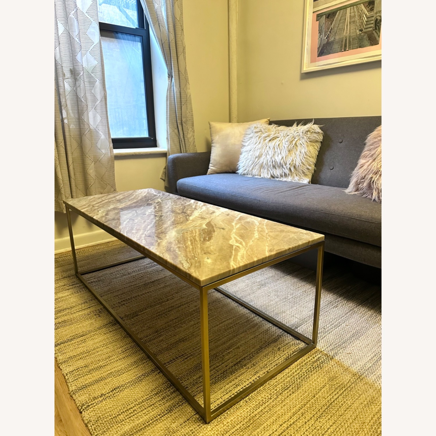 West Elm Mira Marble and Brass Coffee Table - image-1