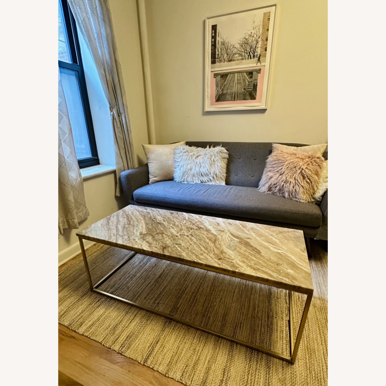 West Elm Mira Marble and Brass Coffee Table - image-2
