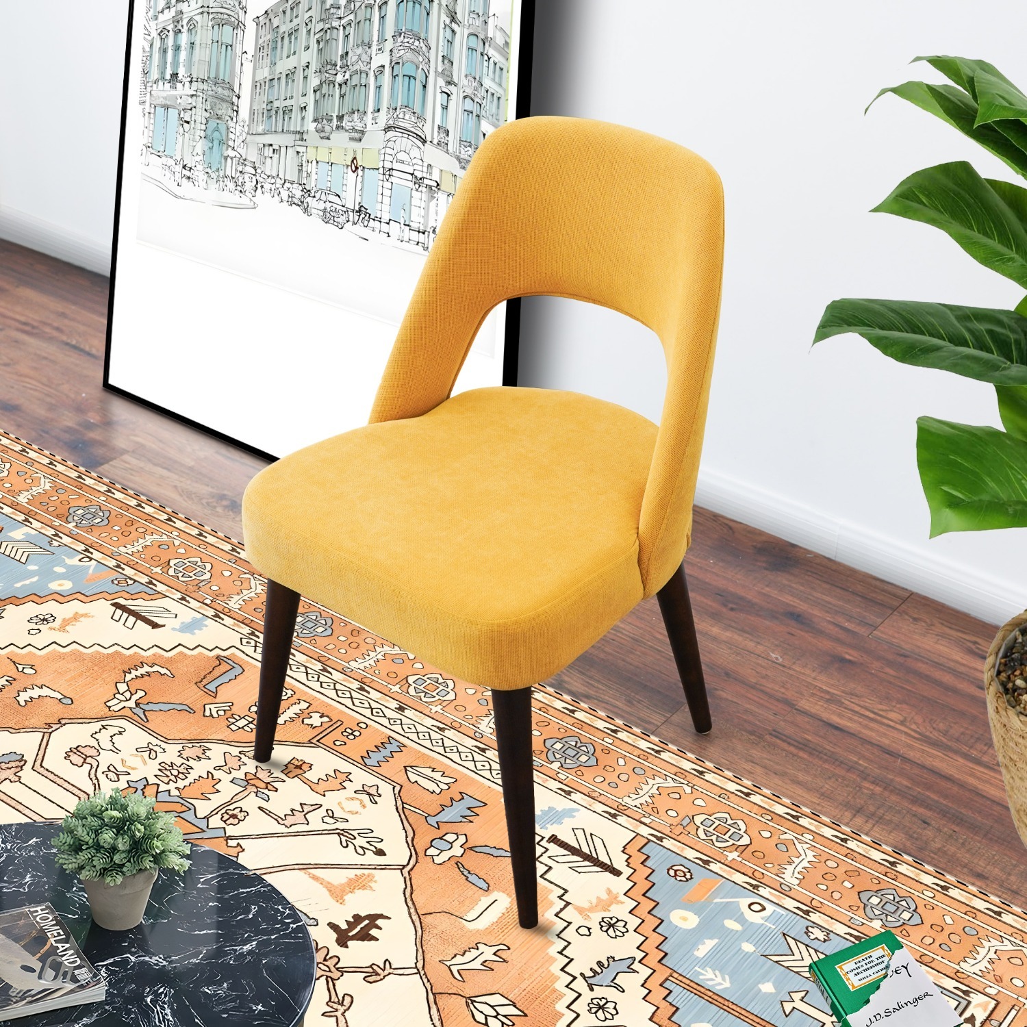 Ariana Mid Century Modern Yellow Dining Chair - image-6