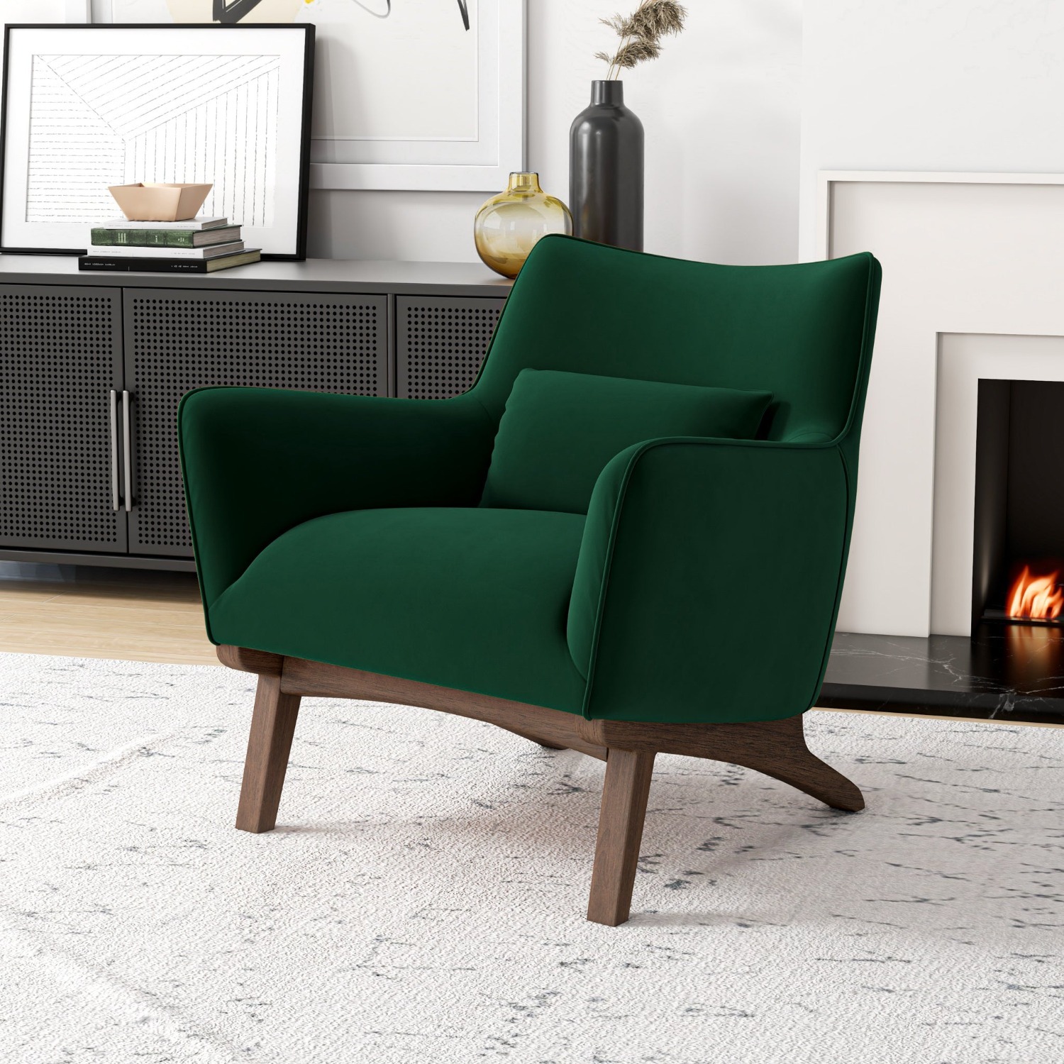 Casper Dark Green Velvet Lounge Chair - image-5