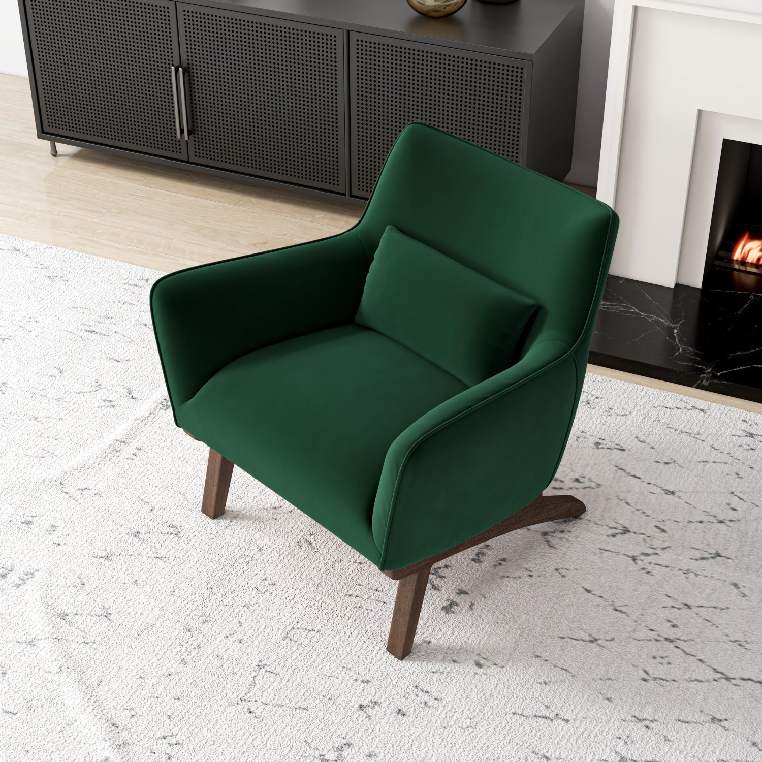 Casper Dark Green Velvet Lounge Chair - image-2