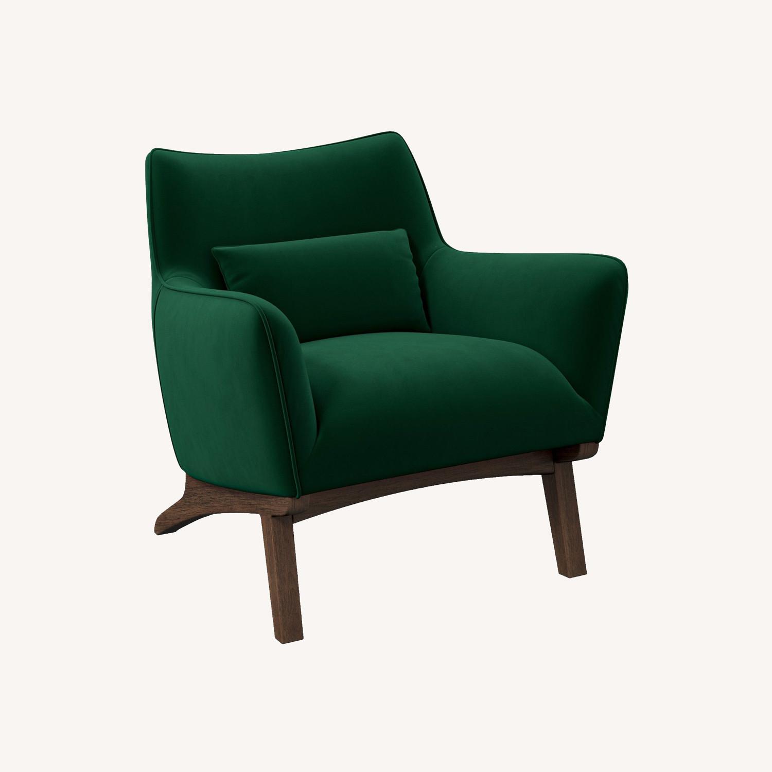 Casper Dark Green Velvet Lounge Chair - image-0