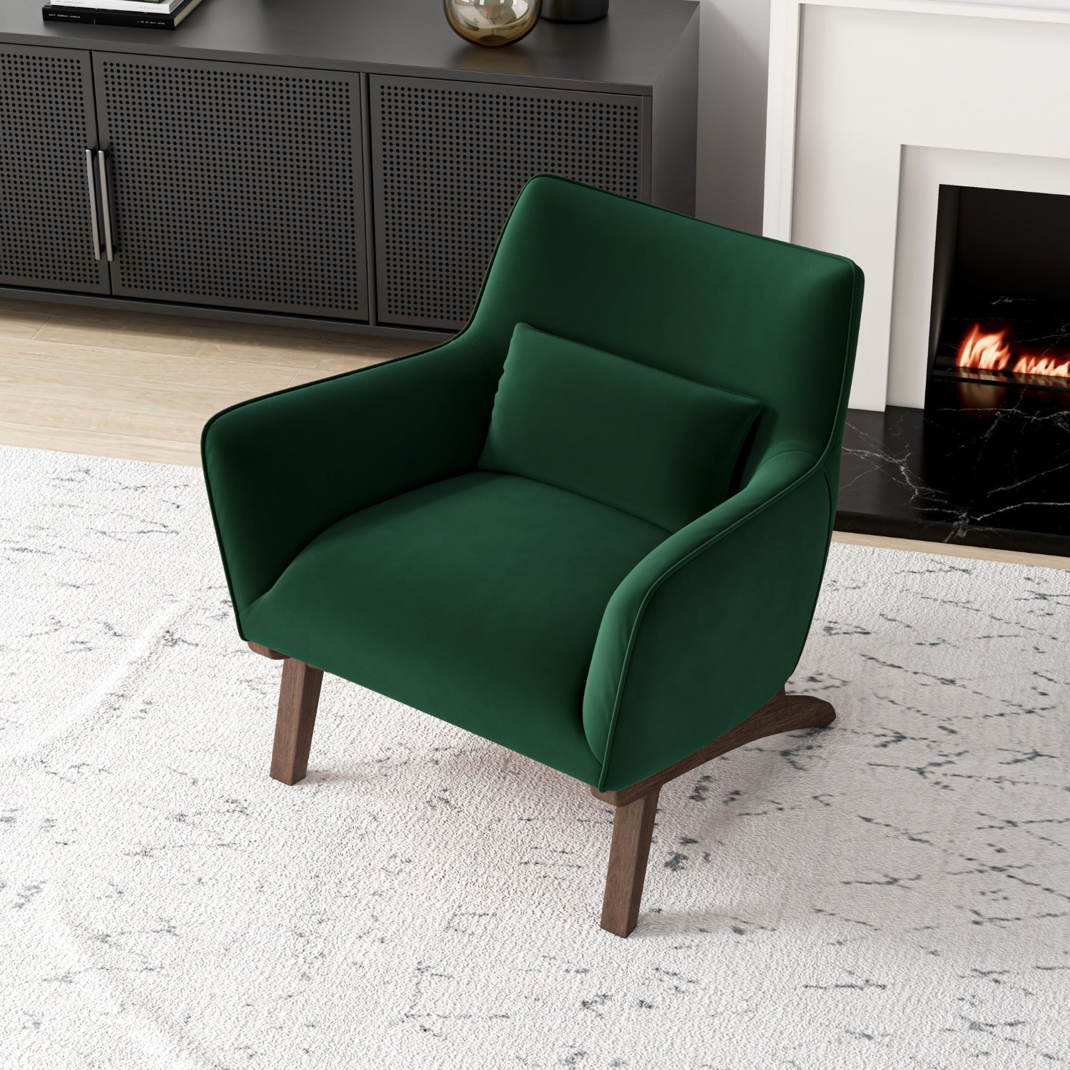 Casper Dark Green Velvet Lounge Chair - image-3