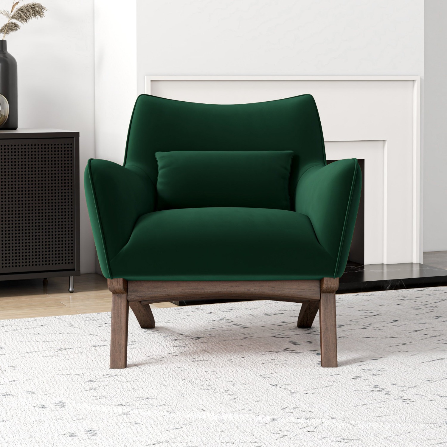 Casper Dark Green Velvet Lounge Chair - image-4