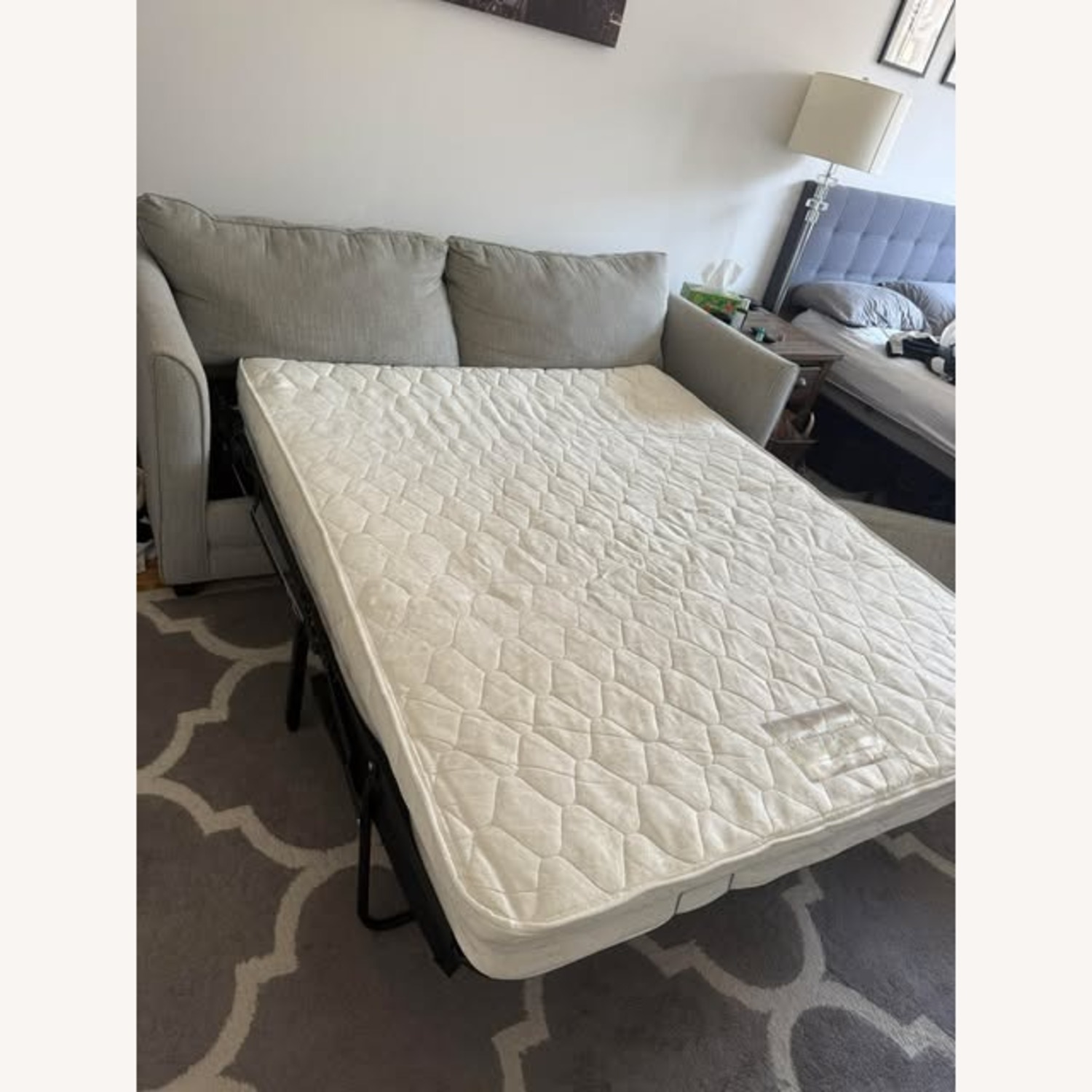 Wayfair Large Gray Pullout Couch (Queen Mattress) - image-4