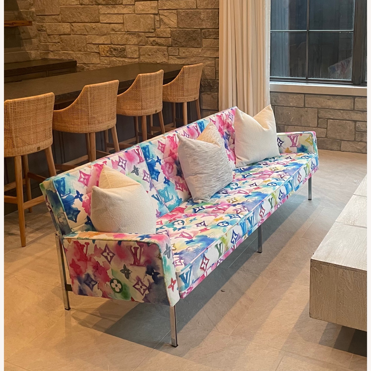 Louis Vuitton Custom Monogram Watercolor Couch - image-1