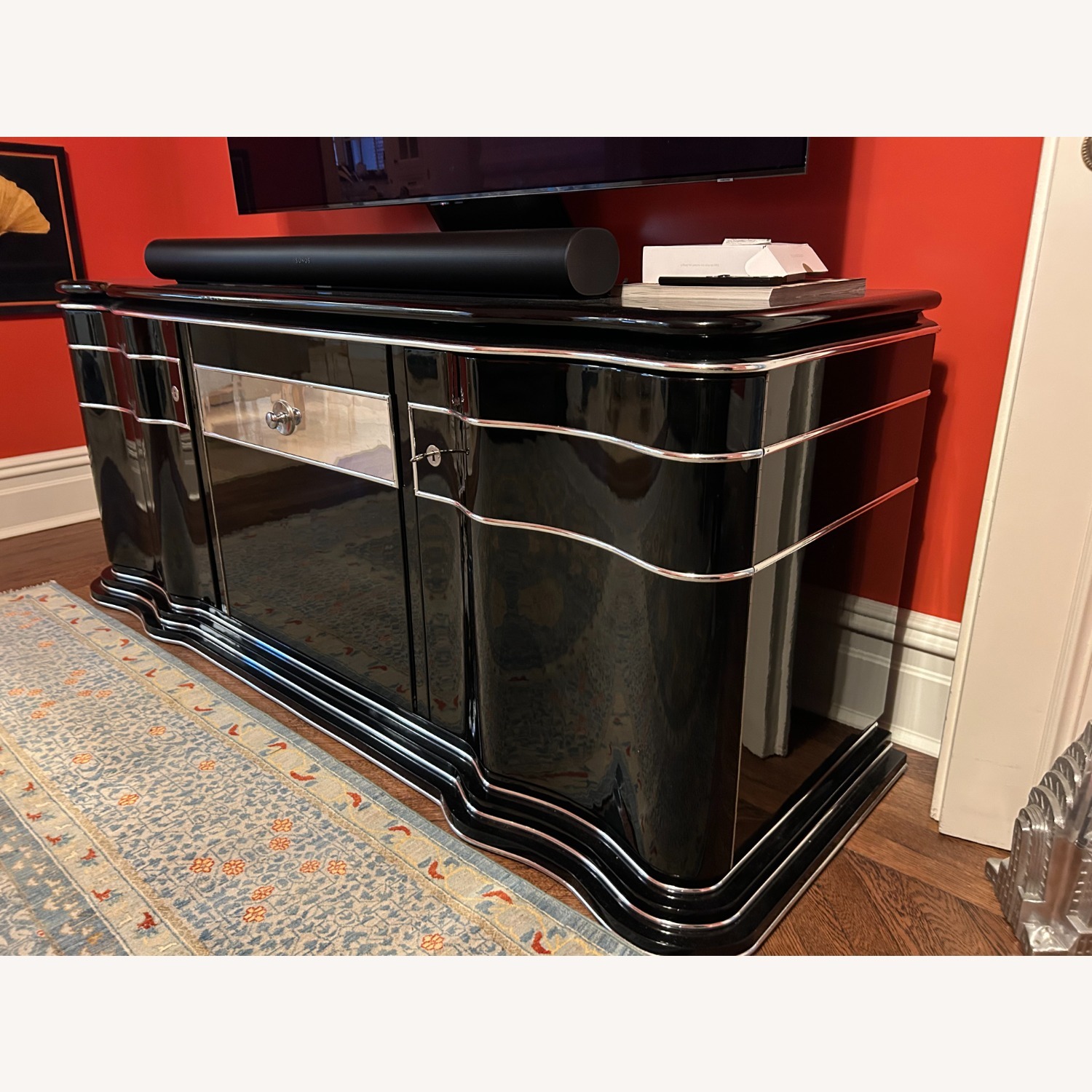 Art Deco Longboard with a Big Mirror Stripe - image-3