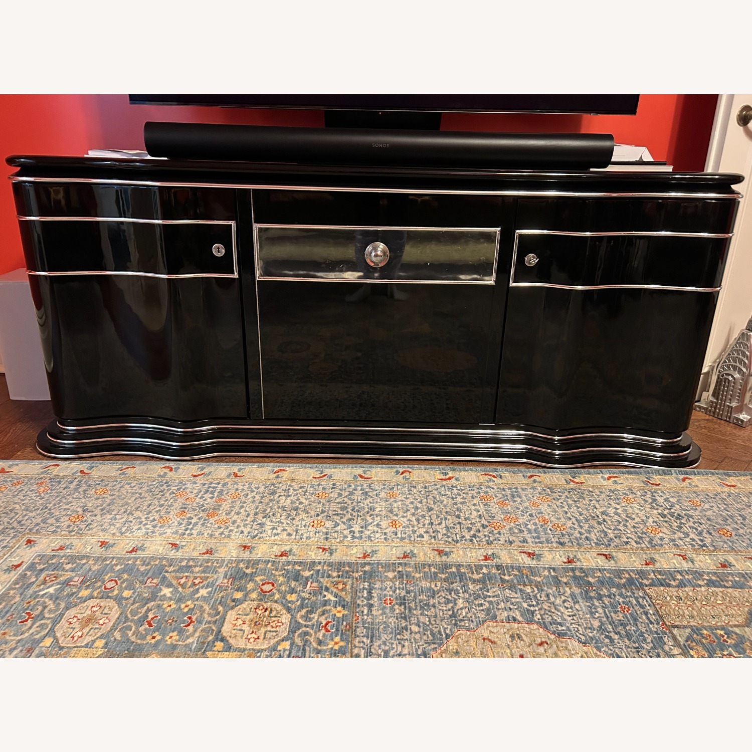 Art Deco Longboard with a Big Mirror Stripe - image-1