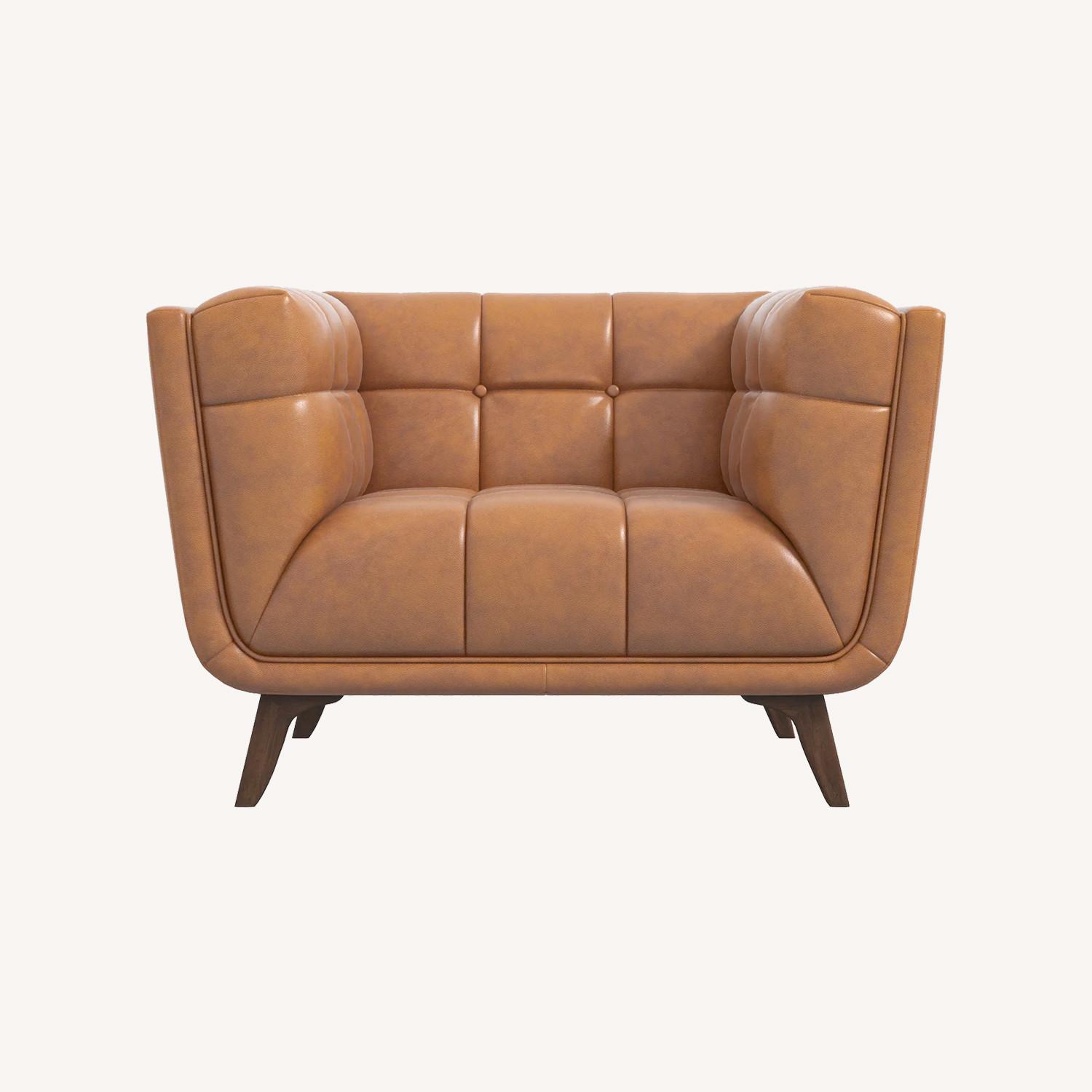 Kano Cognac Genuine Leather Lounge Chair - image-0