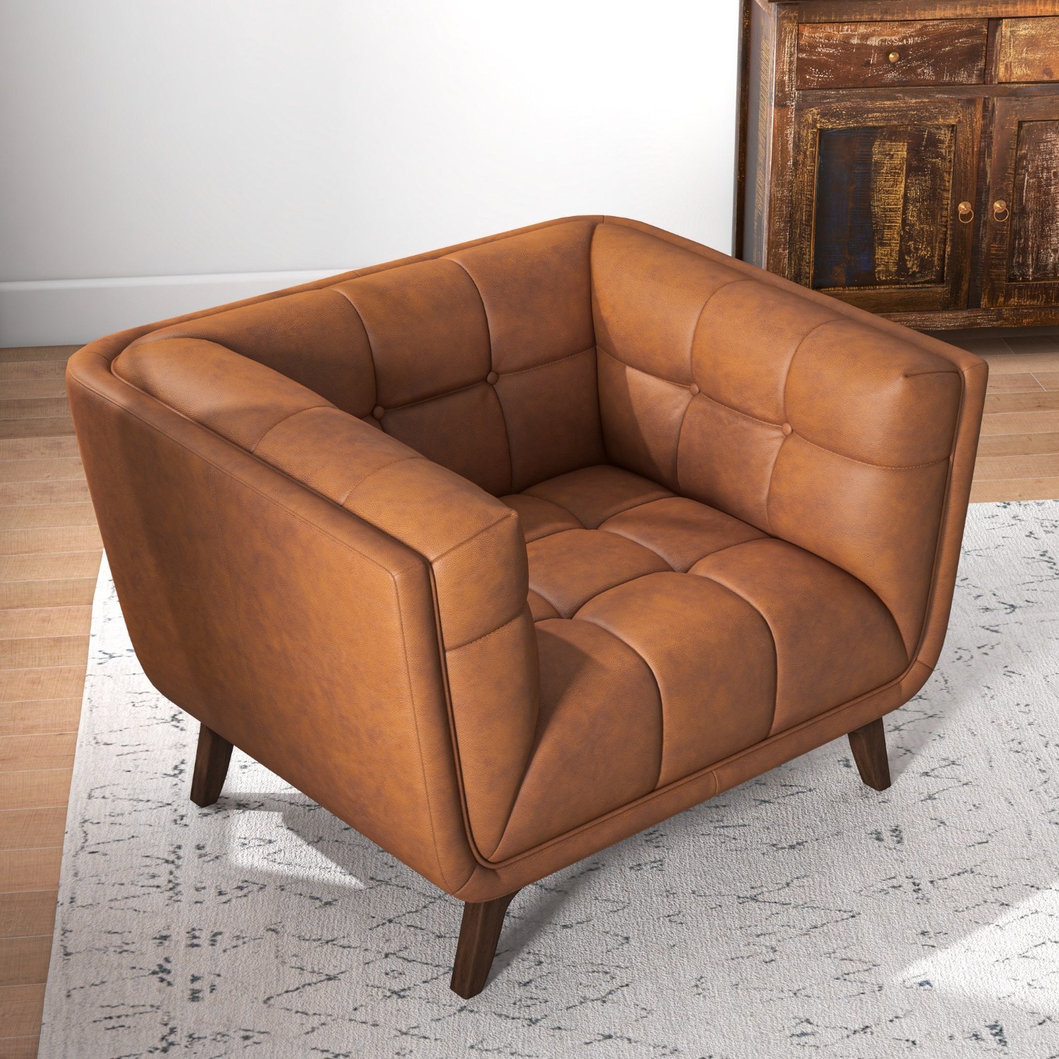 Kano Cognac Genuine Leather Lounge Chair - image-2