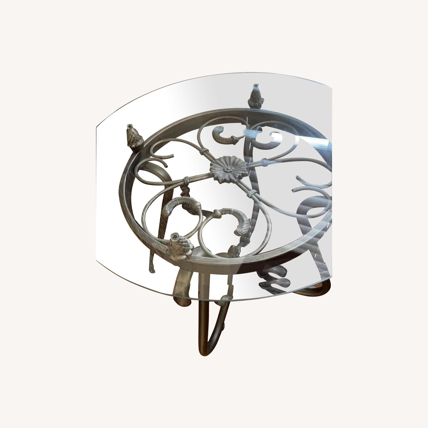 Round Glass End Tables with Antique Finish - image-0