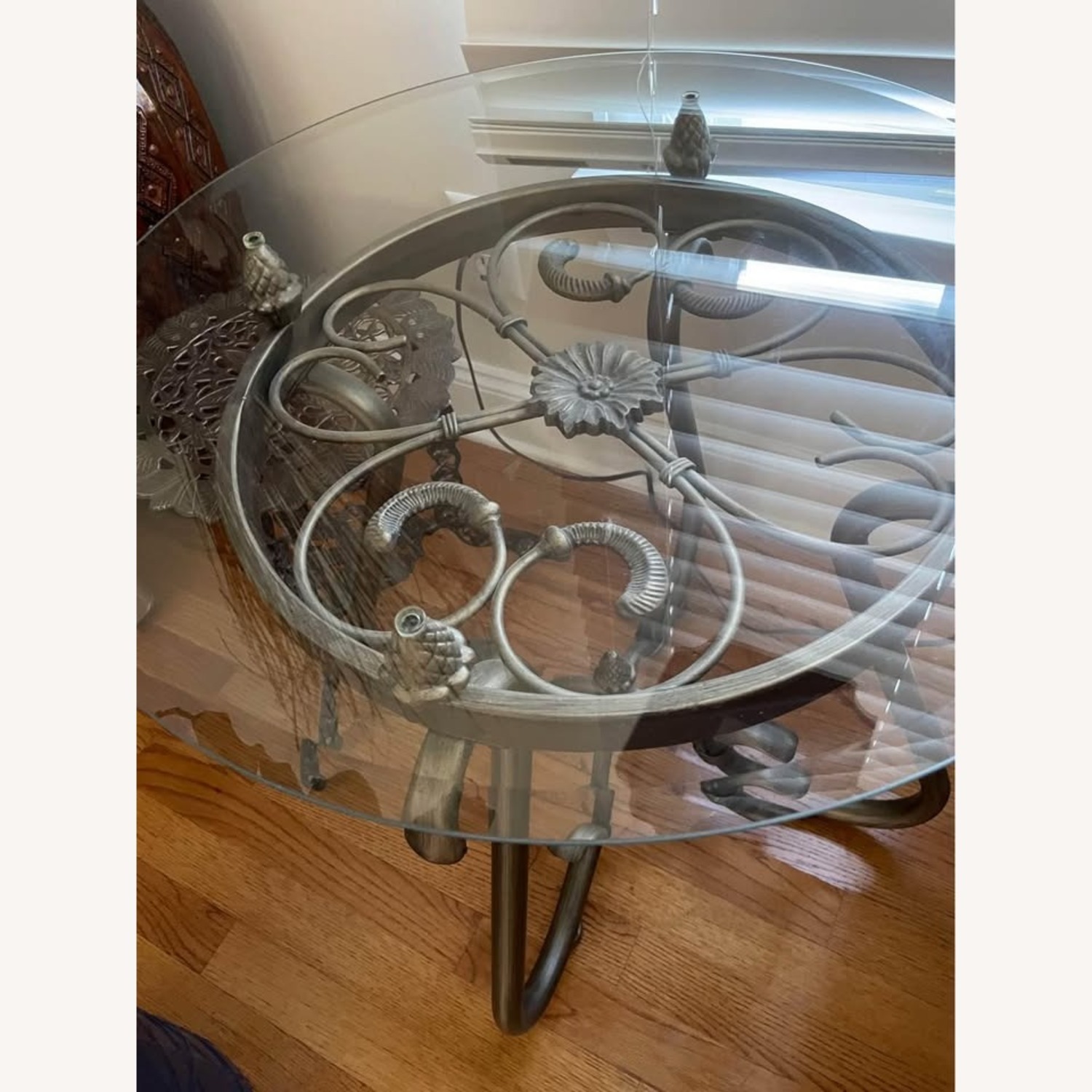 Round Glass End Tables with Antique Finish - image-1