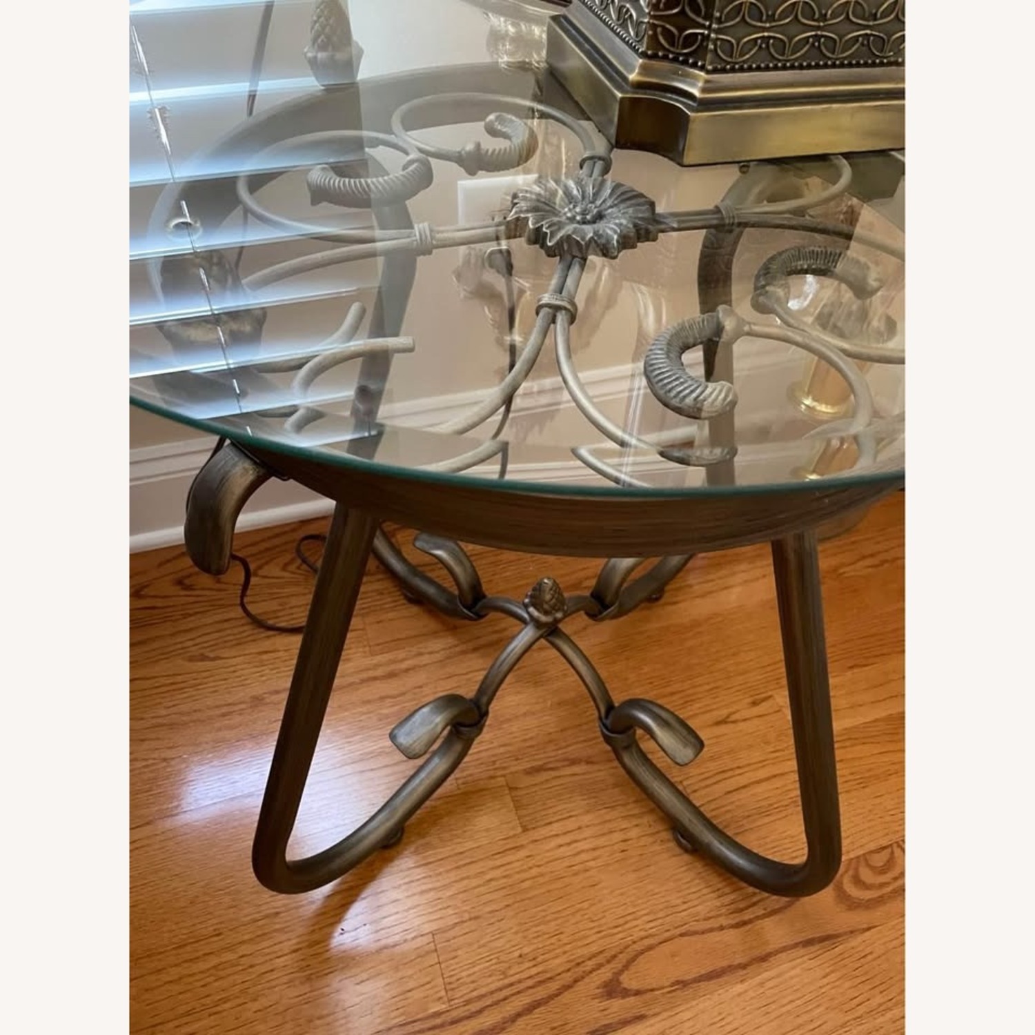 Round Glass End Tables with Antique Finish - image-3