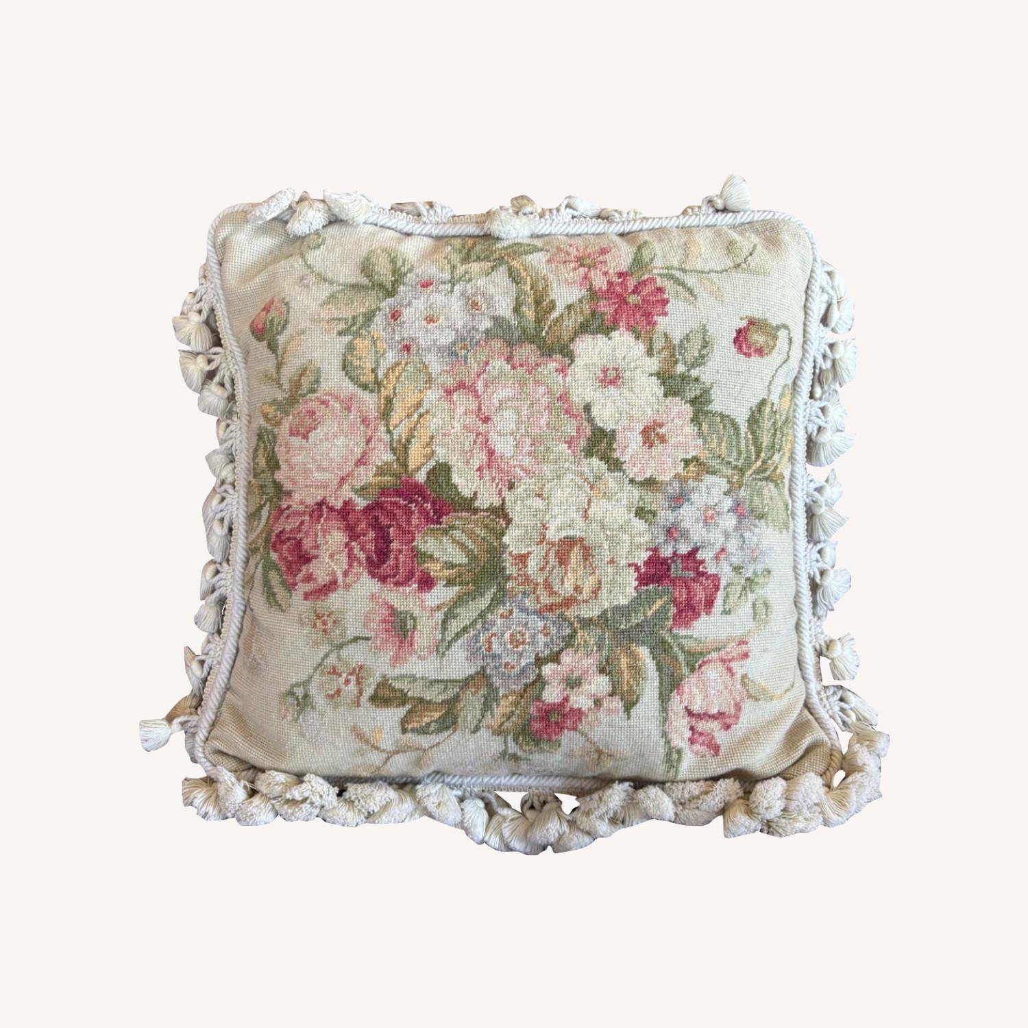 Floral Wool Accent Pillow - image-0