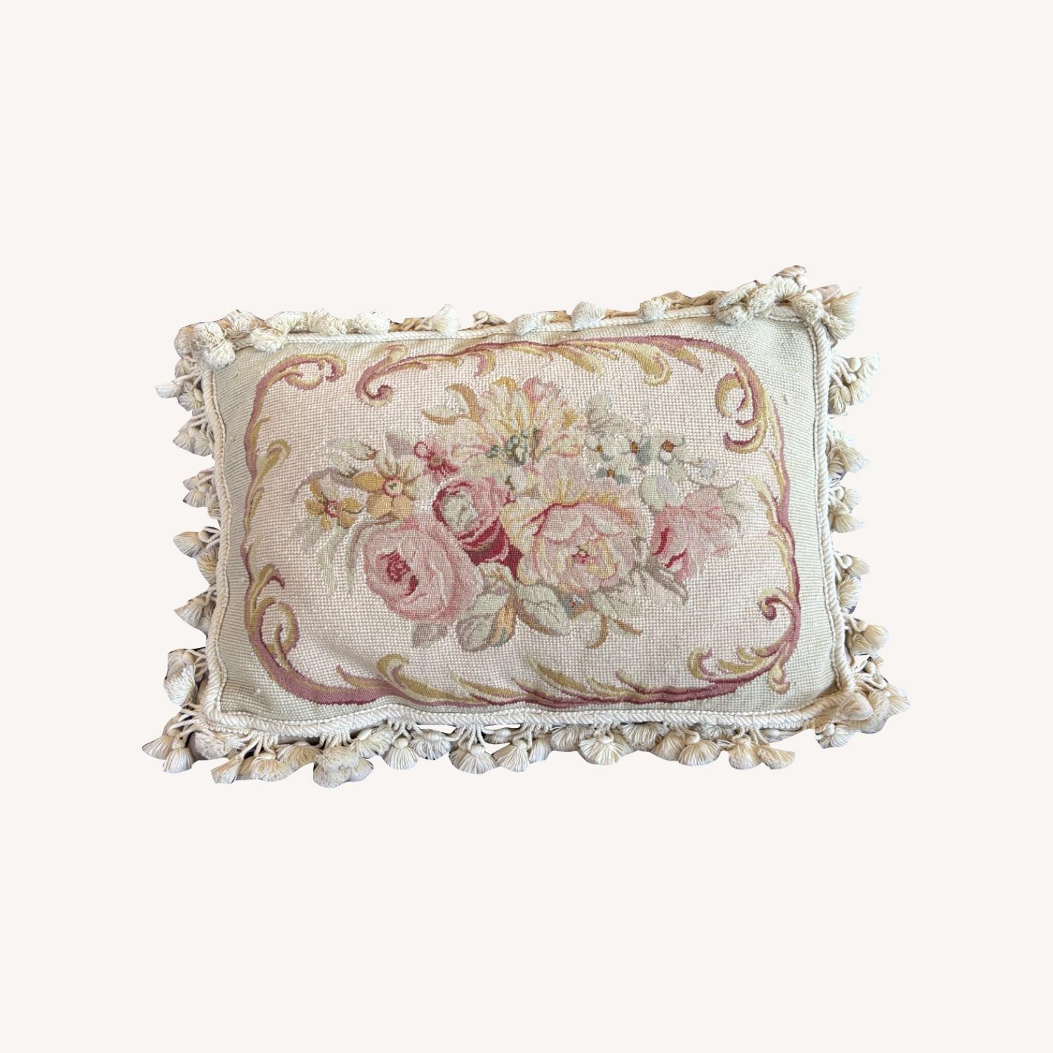 Floral Wool Accent Pillow - image-0