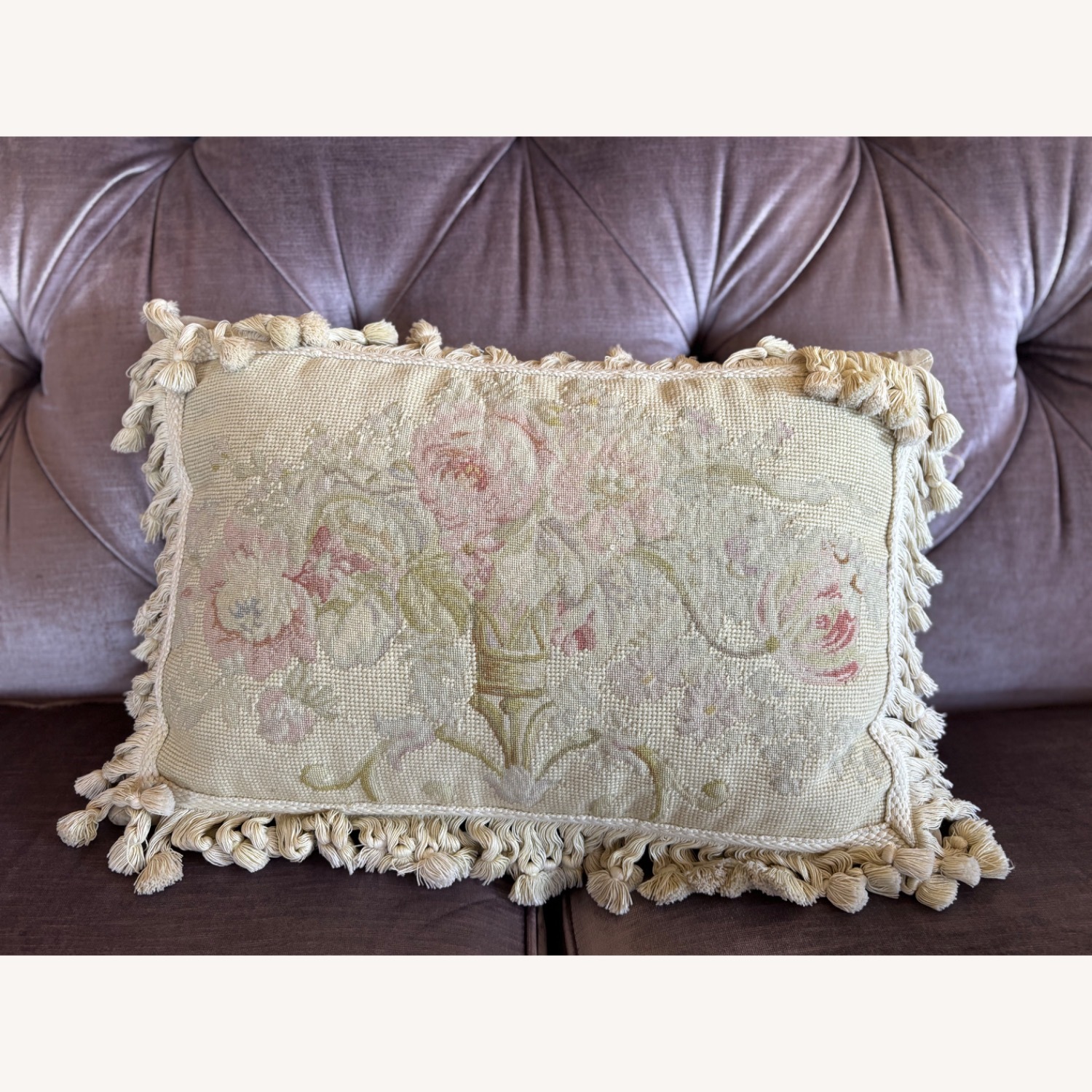 Floral Wool Accent Pillow - image-1