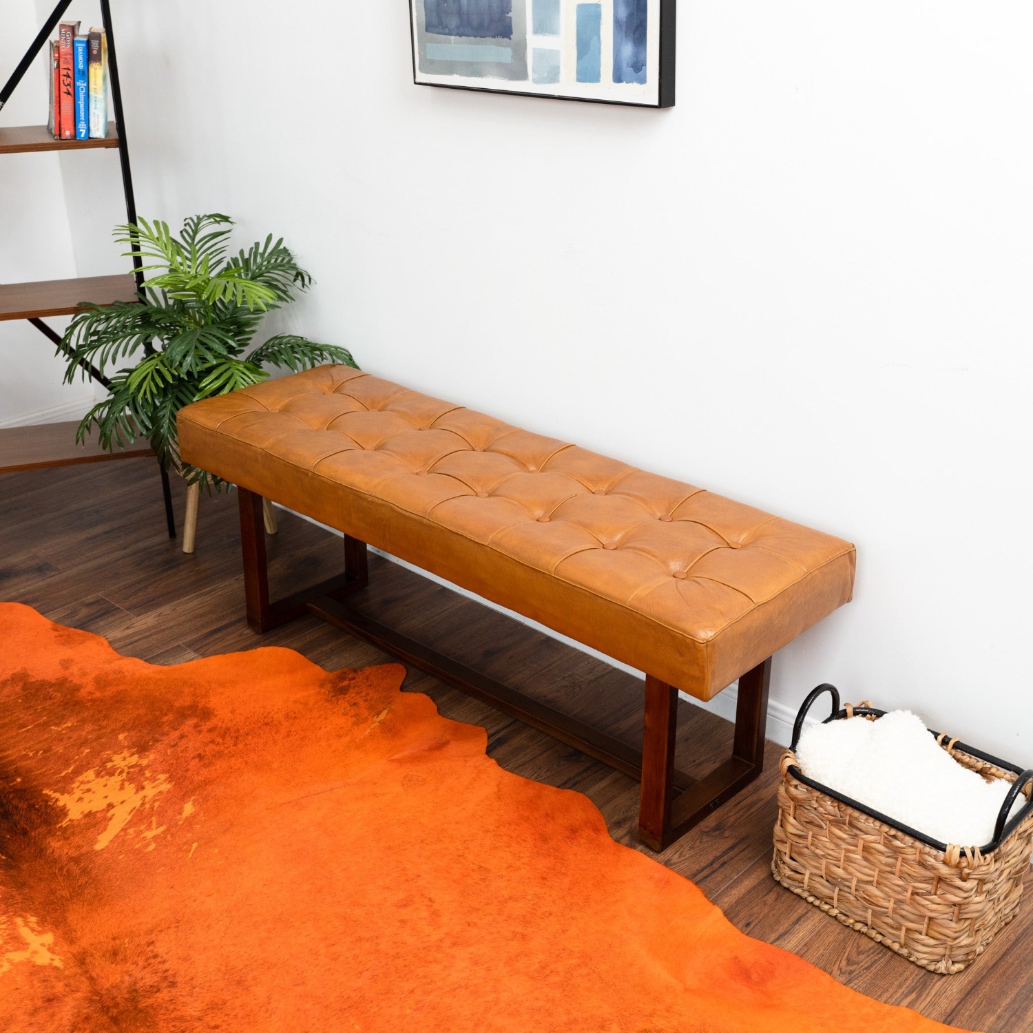 Midinmod Sumba Tan Leather Bench - image-5