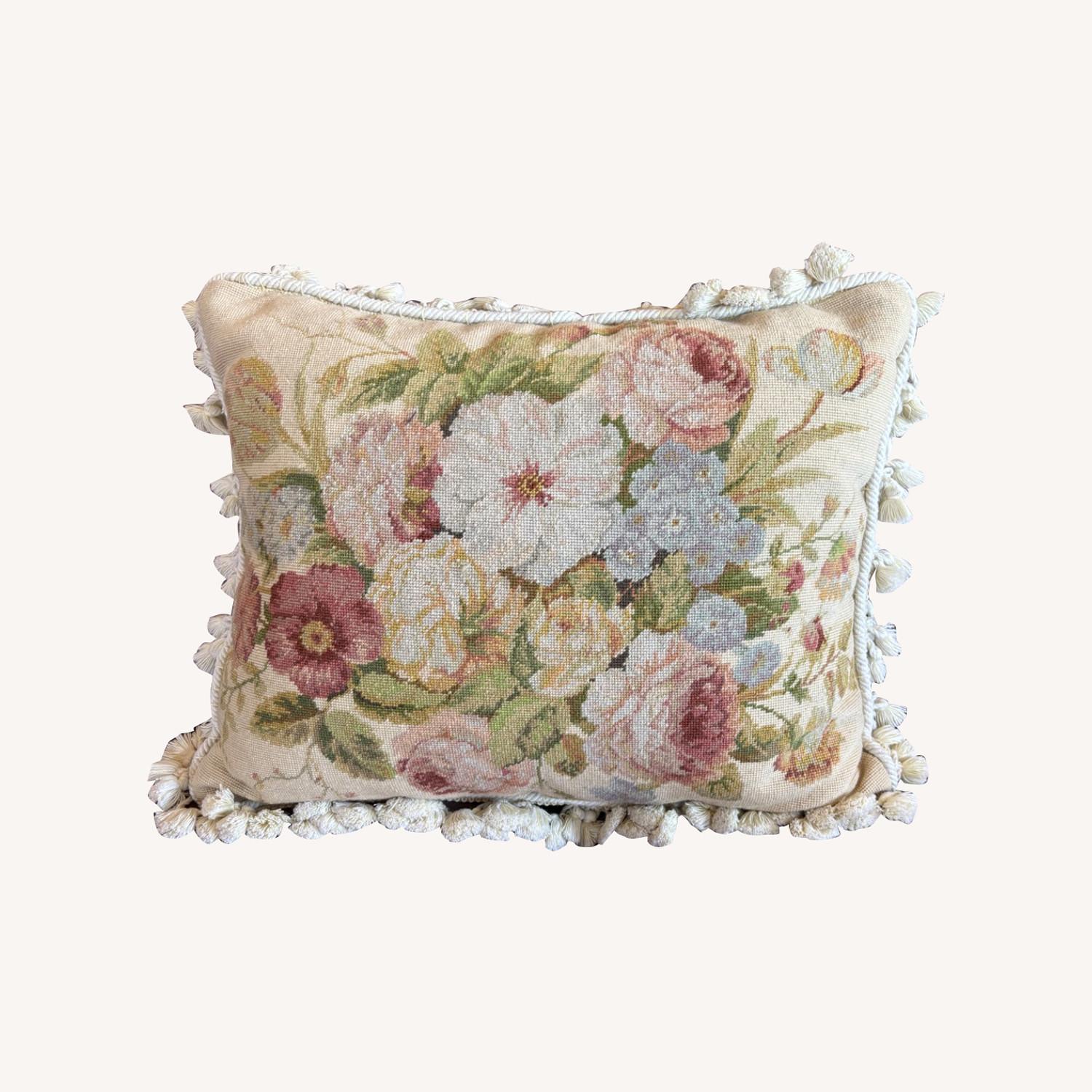 Floral Wool Accent Pillow - image-0