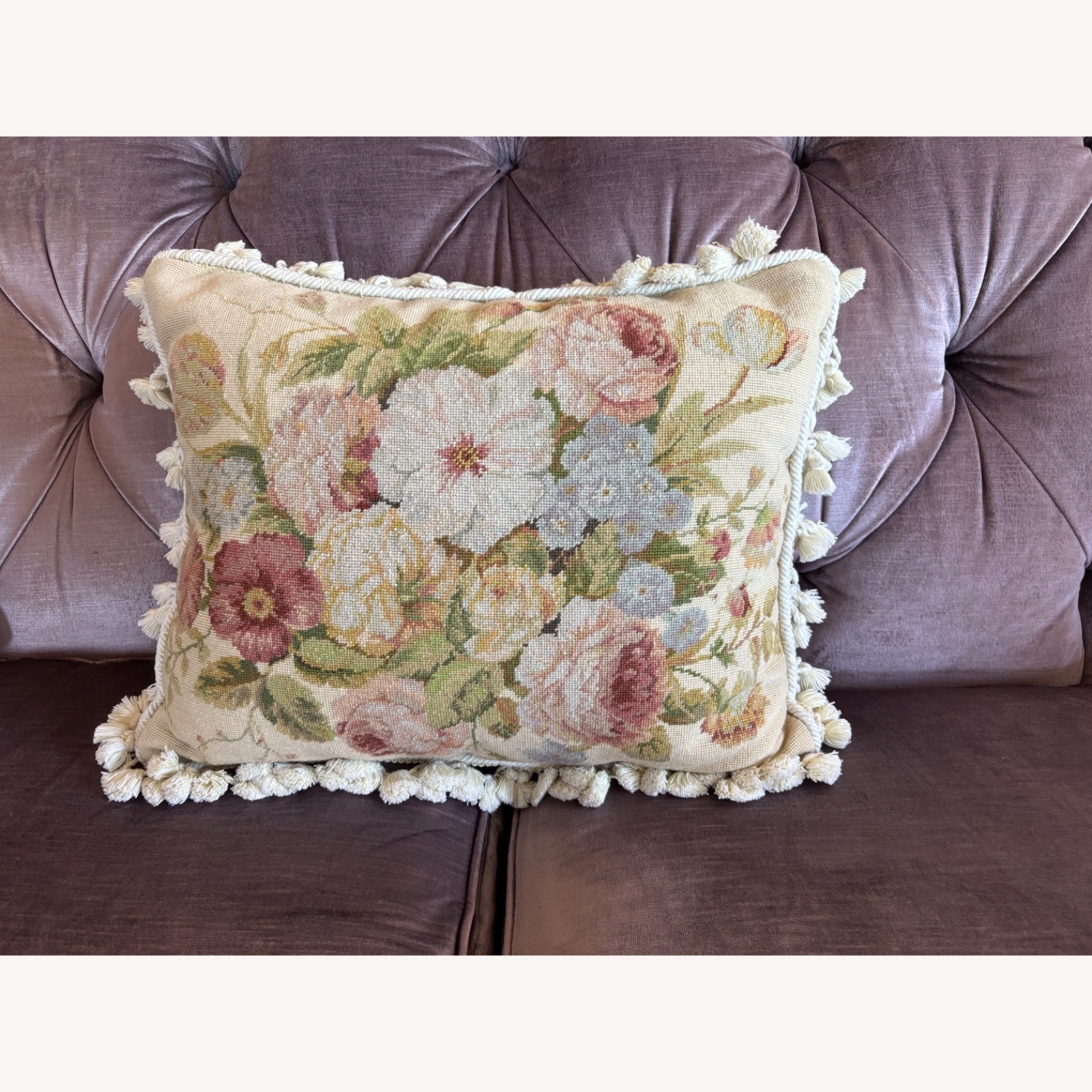 Floral Wool Accent Pillow - image-1