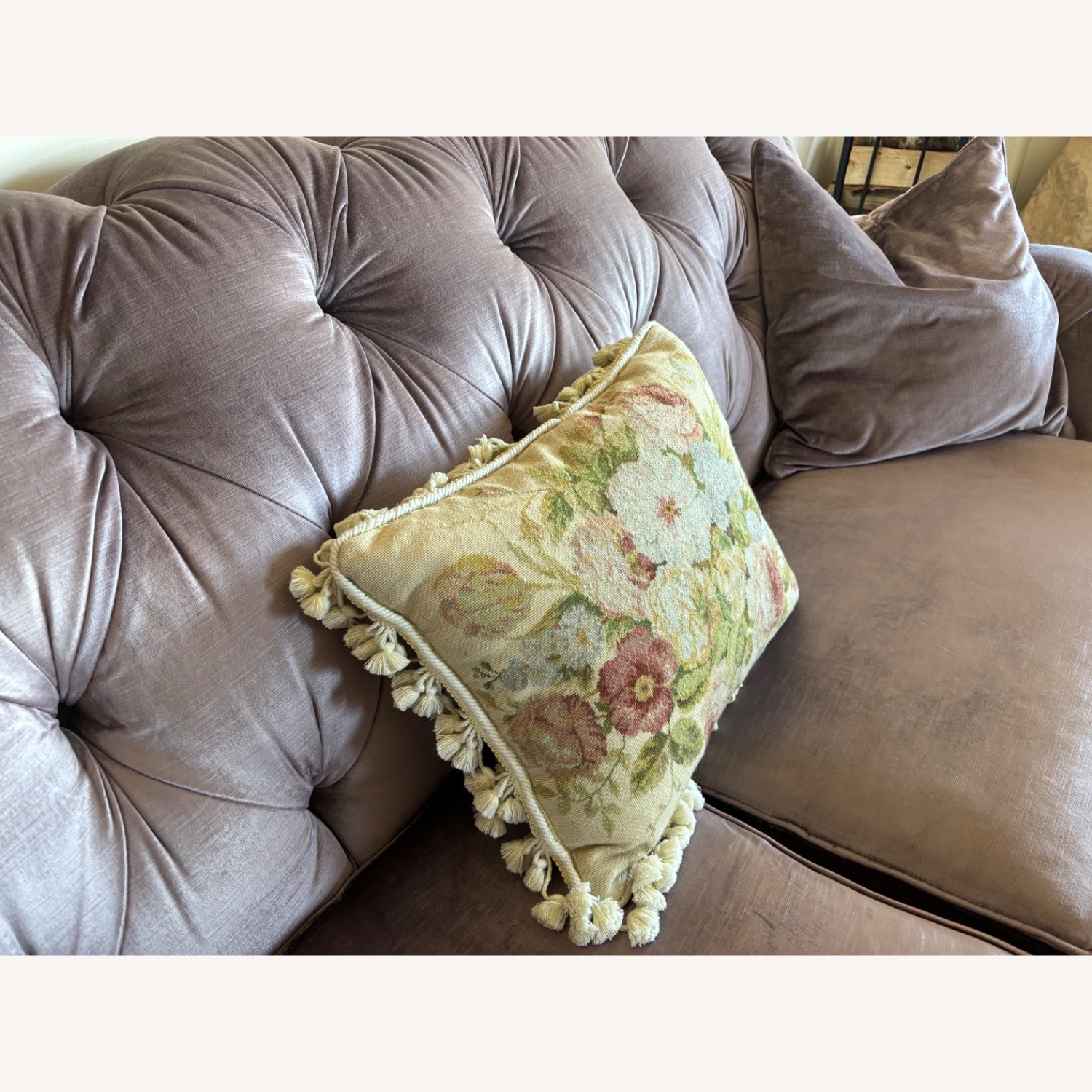 Floral Wool Accent Pillow - image-2