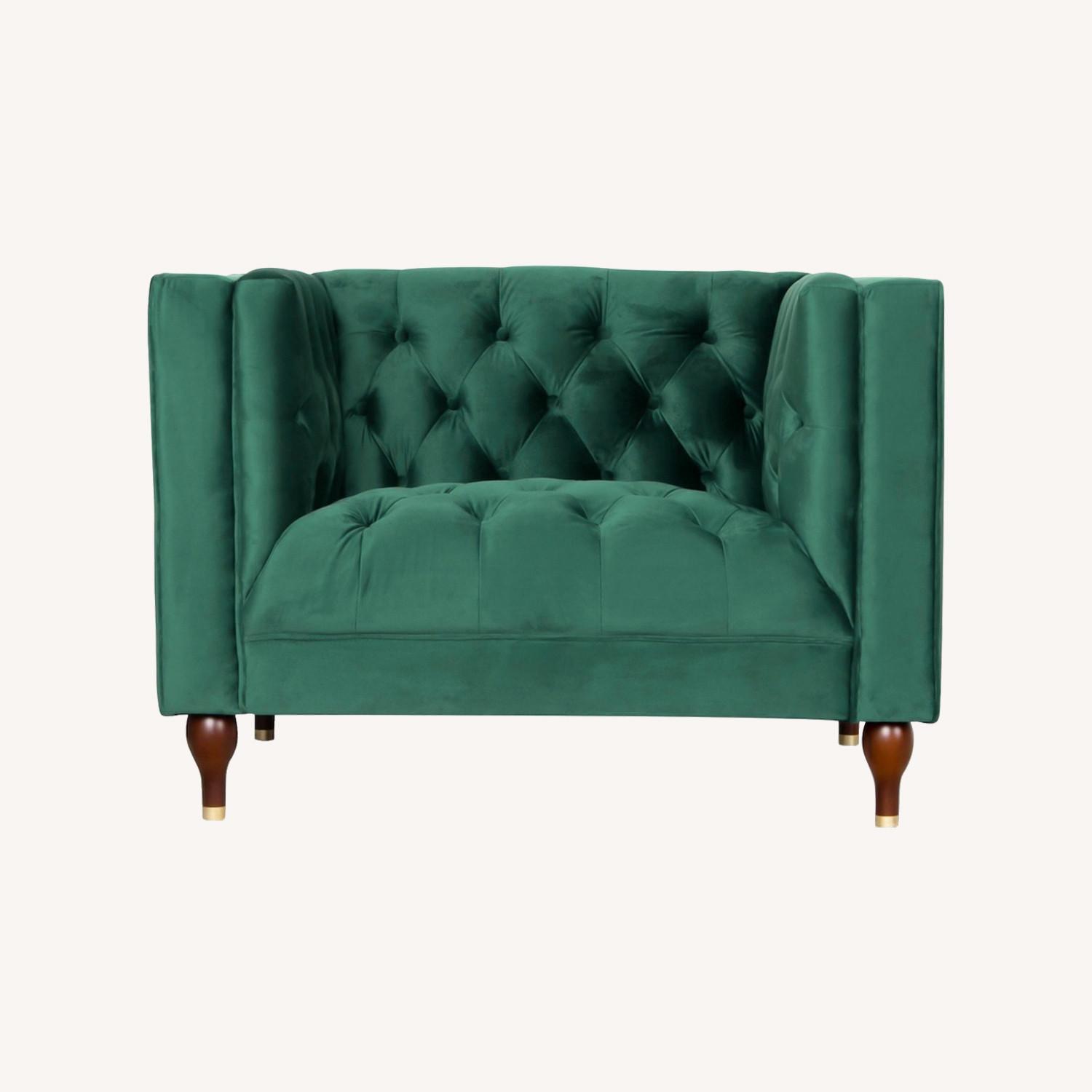 Midinmod Houston Green Velvet Armchair - image-0