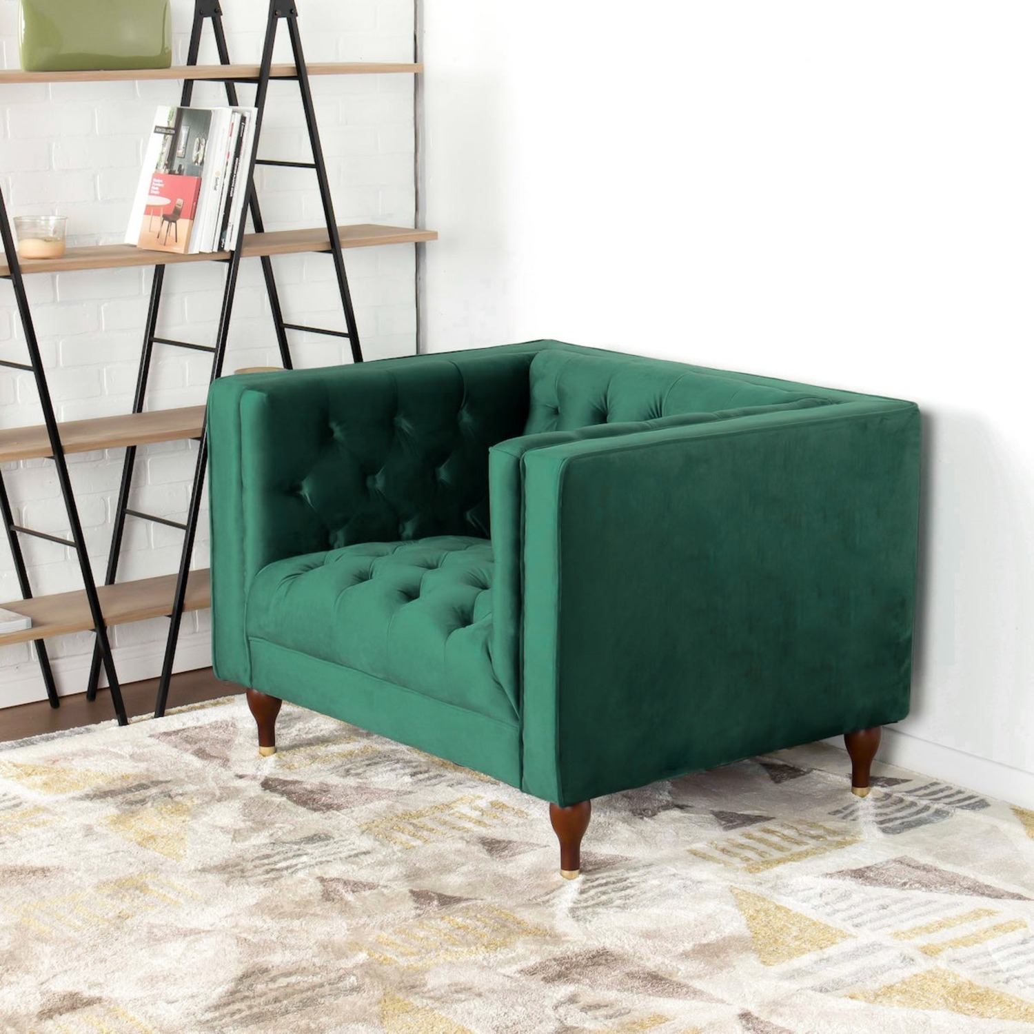 Midinmod Houston Green Velvet Armchair - image-3