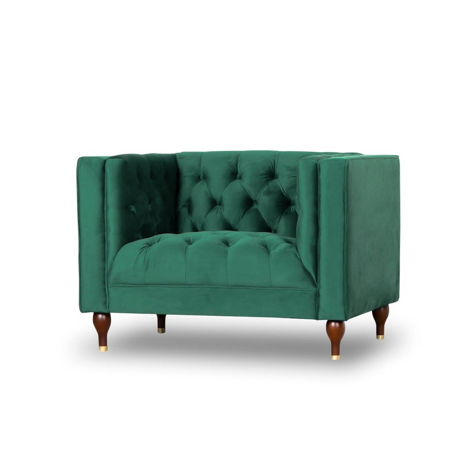 Midinmod Houston Green Velvet Armchair - image-2