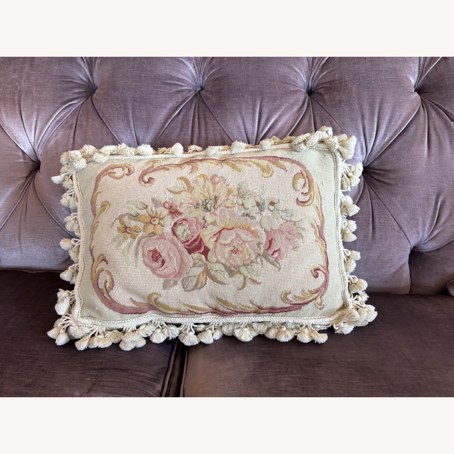 Floral Wool Accent Pillow - image-1