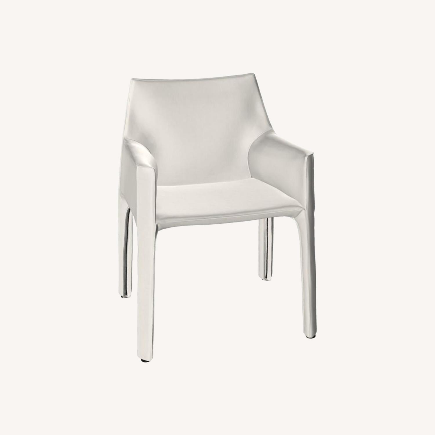 Cassina White Leather Wing-back Dining Chairs - image-0