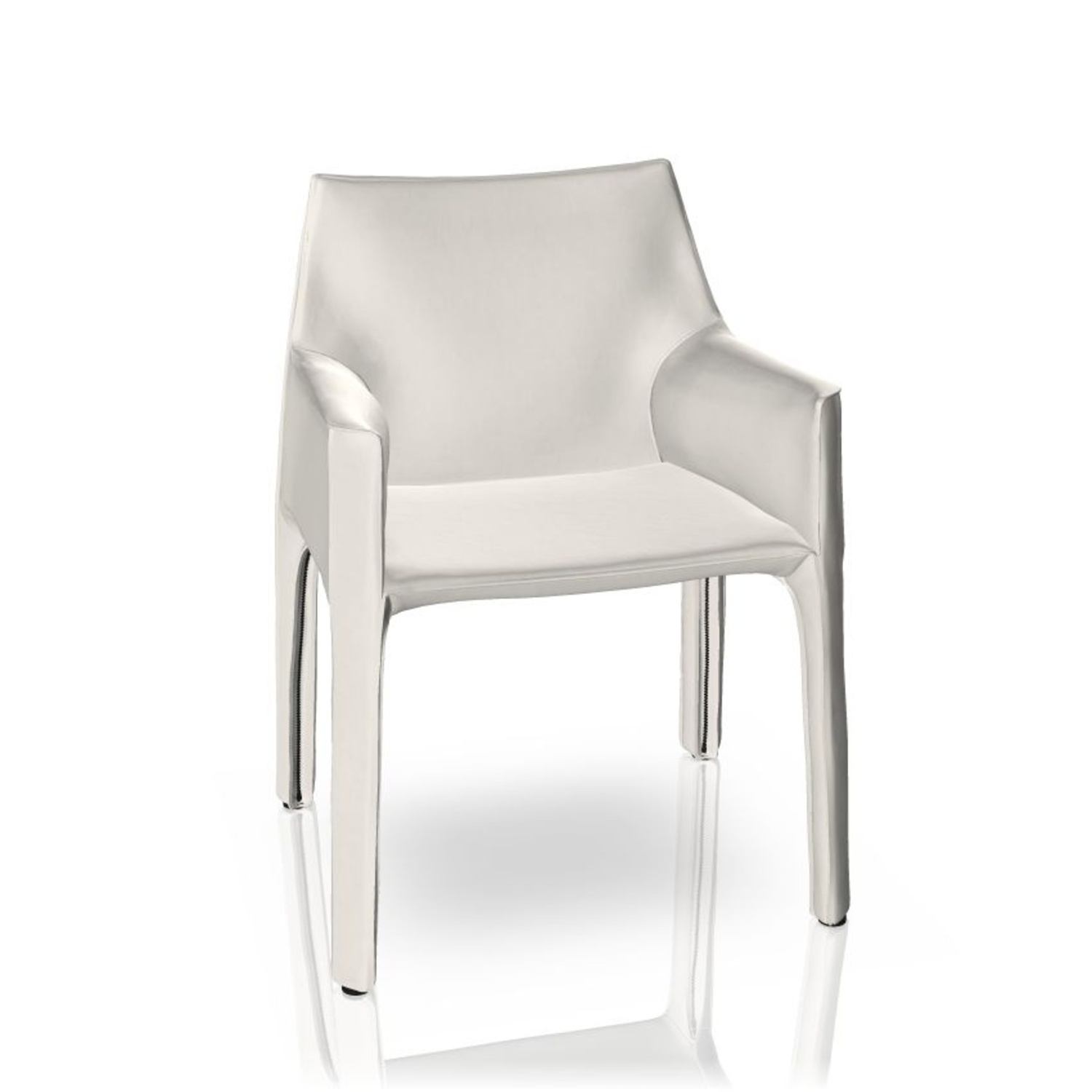 Cassina White Leather Wing-back Dining Chairs - image-4