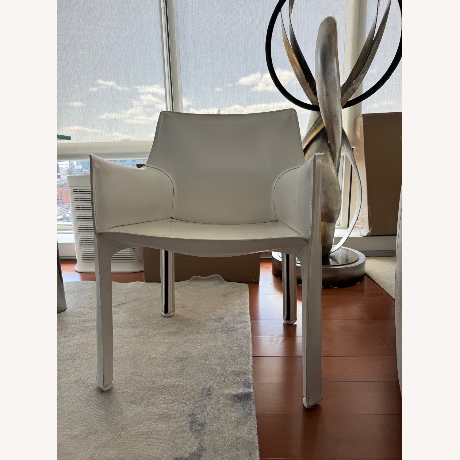 Cassina White Leather Wing-back Dining Chairs - image-1