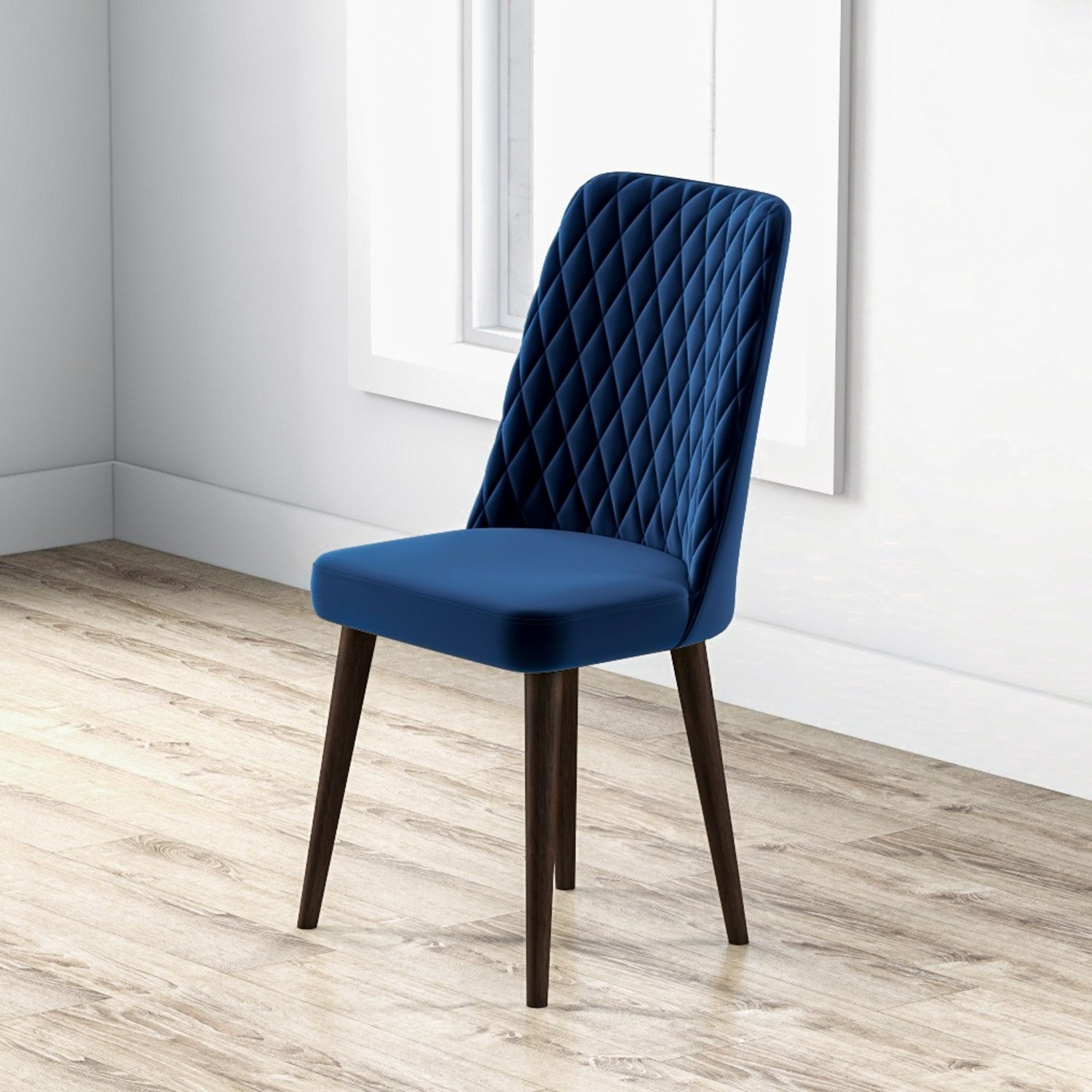 Evette Mid Century Modern Navy Blue Dining Chair - image-4