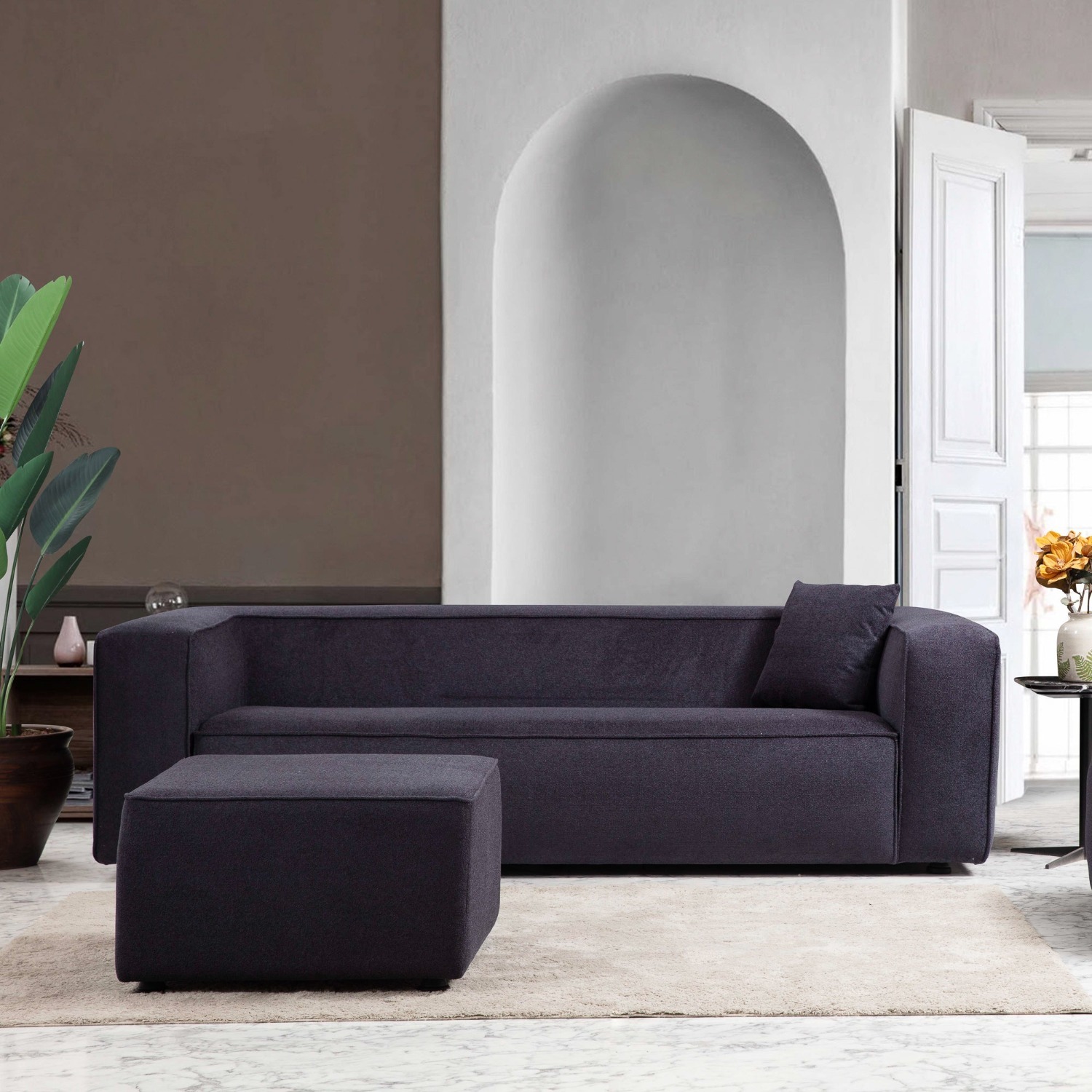 Barcelona Modern Grey Boucle Sofa - image-2