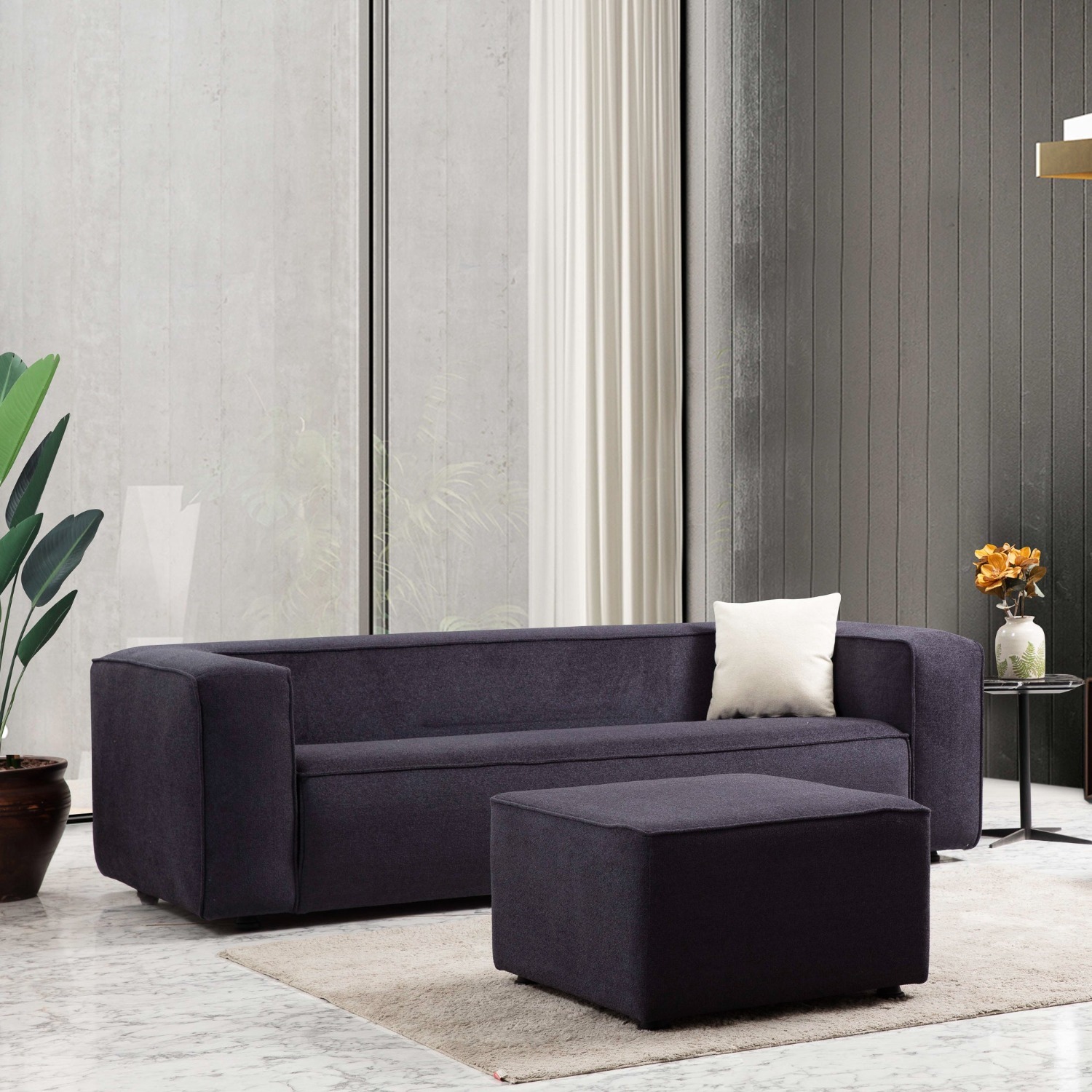 Barcelona Modern Grey Boucle Sofa - image-4