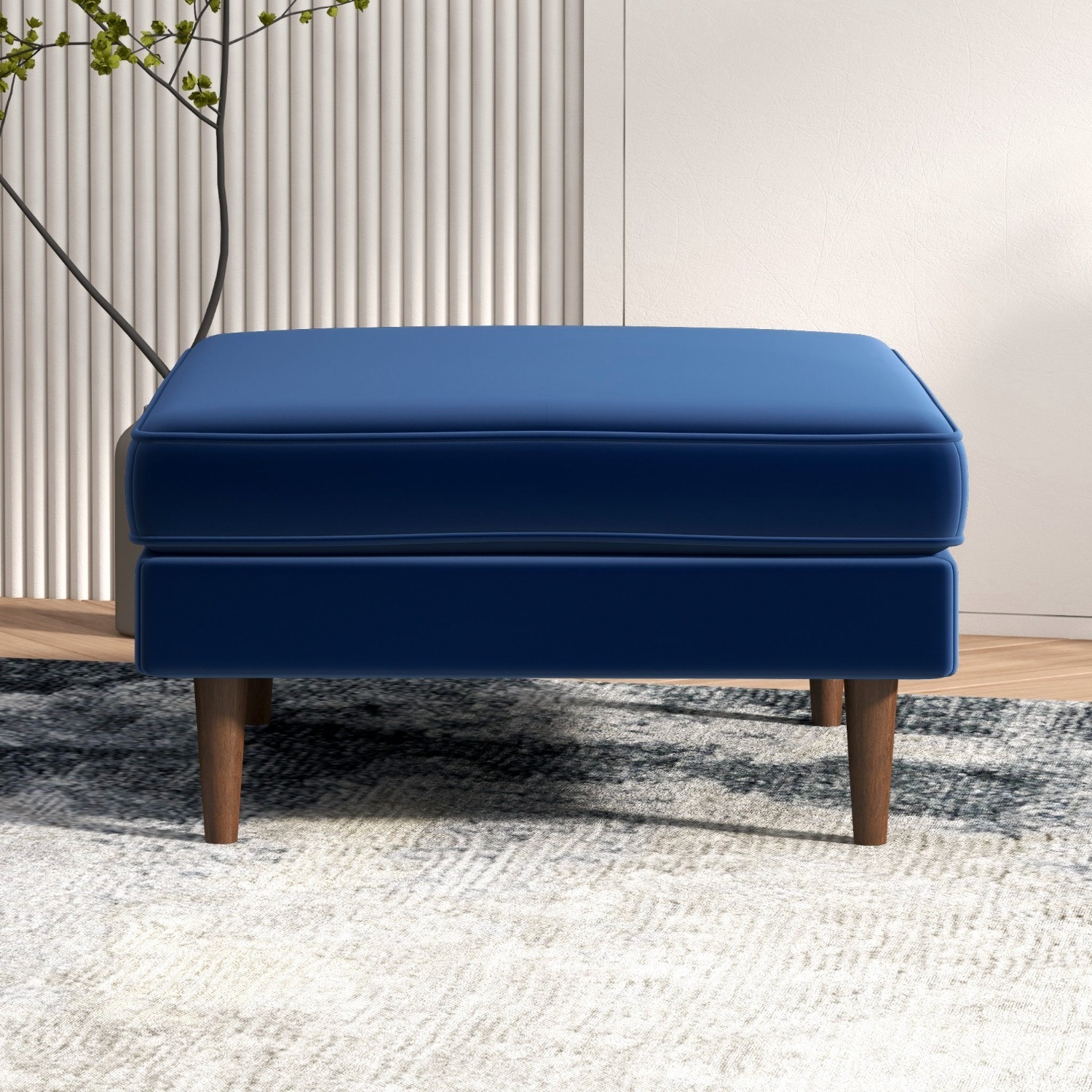 Midinmod Fordham Blue Velvet Ottoman - image-4