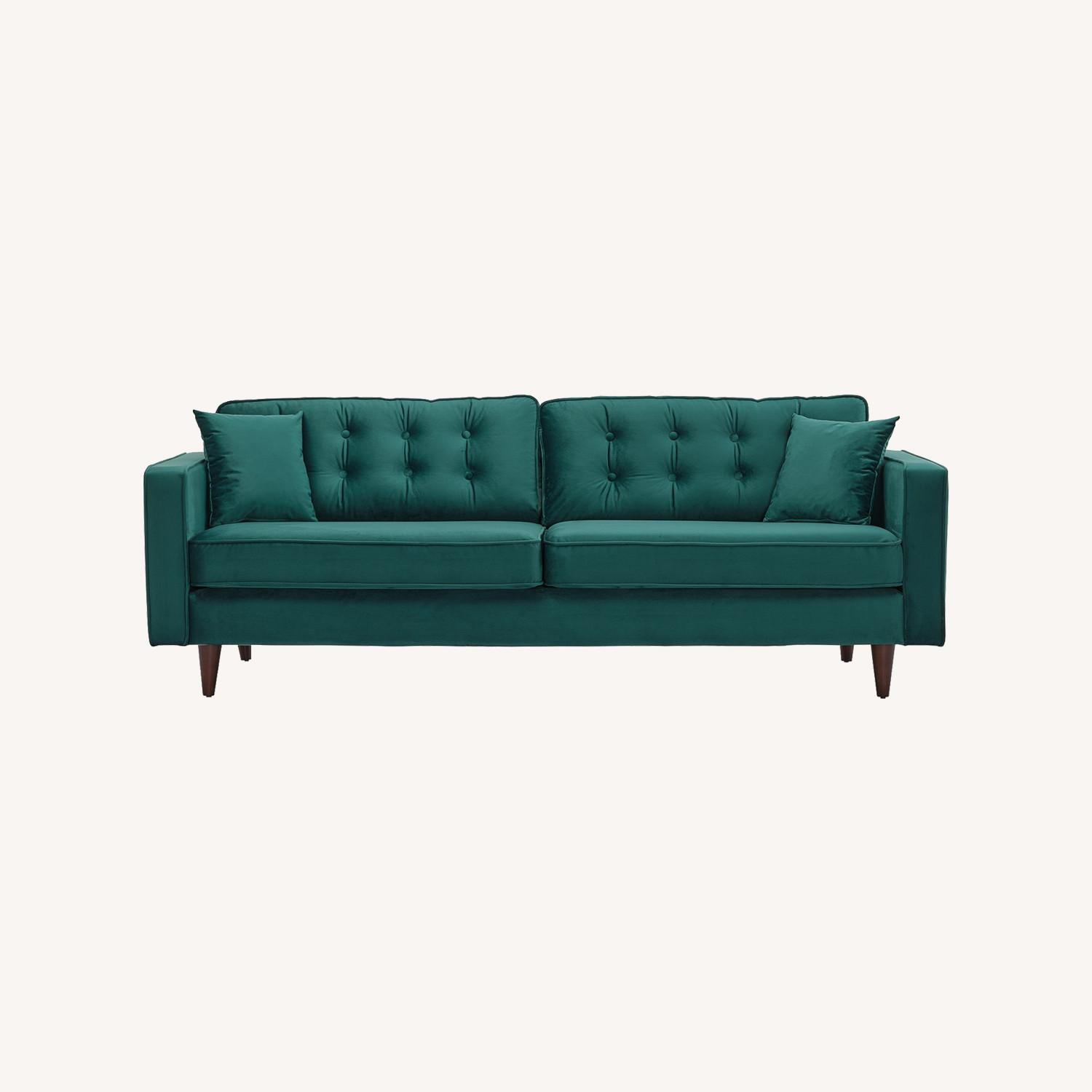 Oregon Green Velvet Sofa - image-0