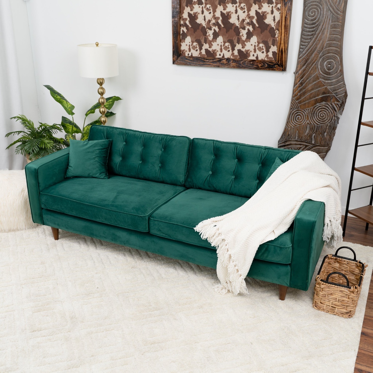 Oregon Green Velvet Sofa - image-4