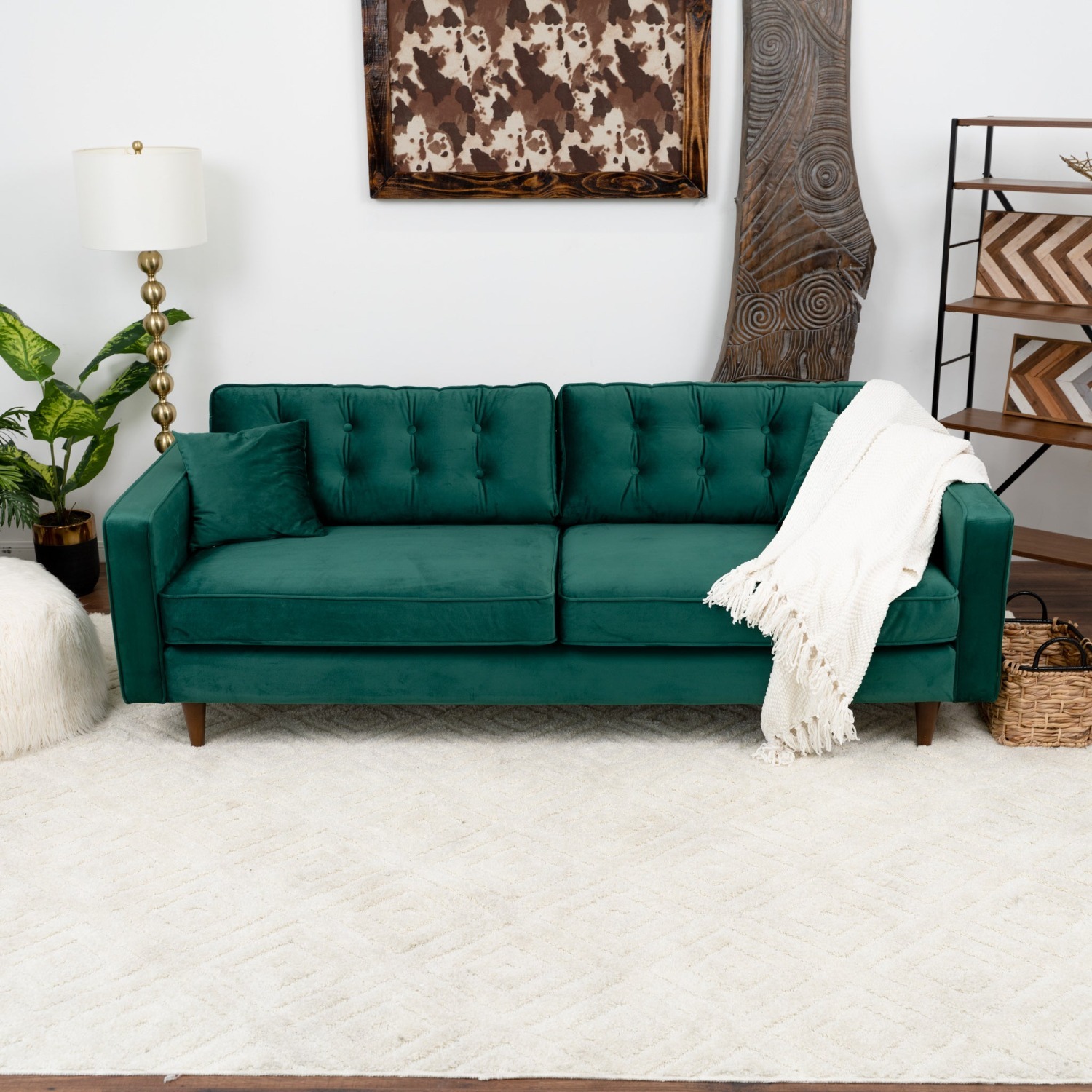 Oregon Green Velvet Sofa - image-3