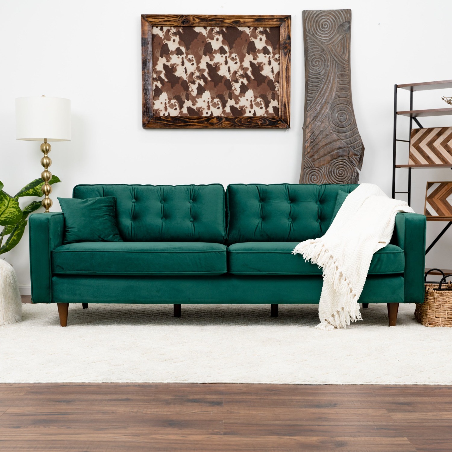 Oregon Green Velvet Sofa - image-2