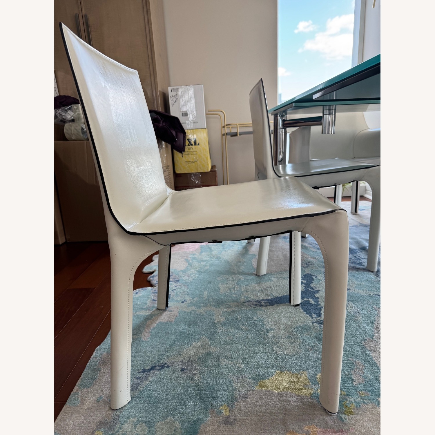 Matteograssi White Leather Dining Chairs - image-2