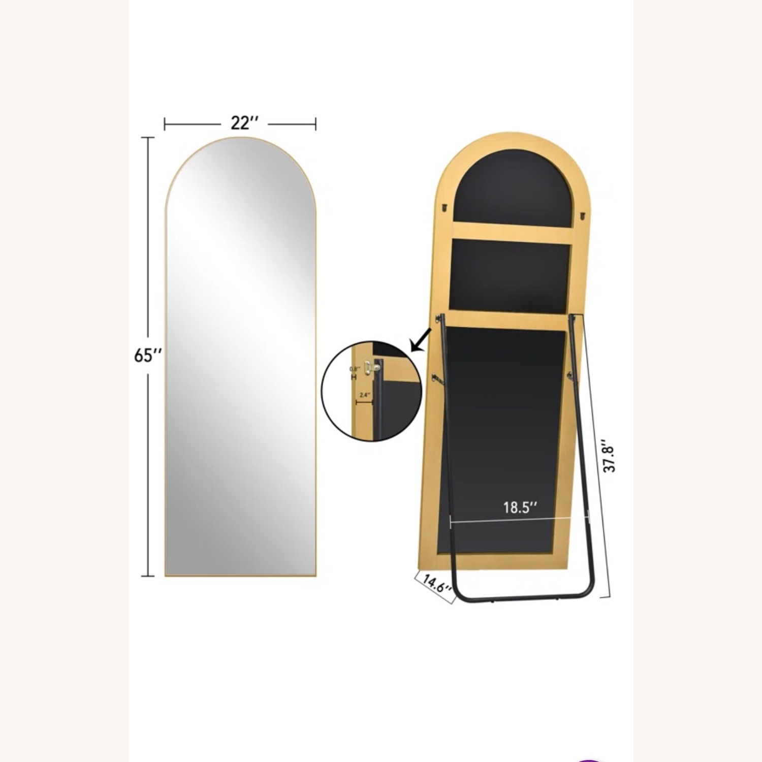 Wayfair Gold Round Mirror - image-2