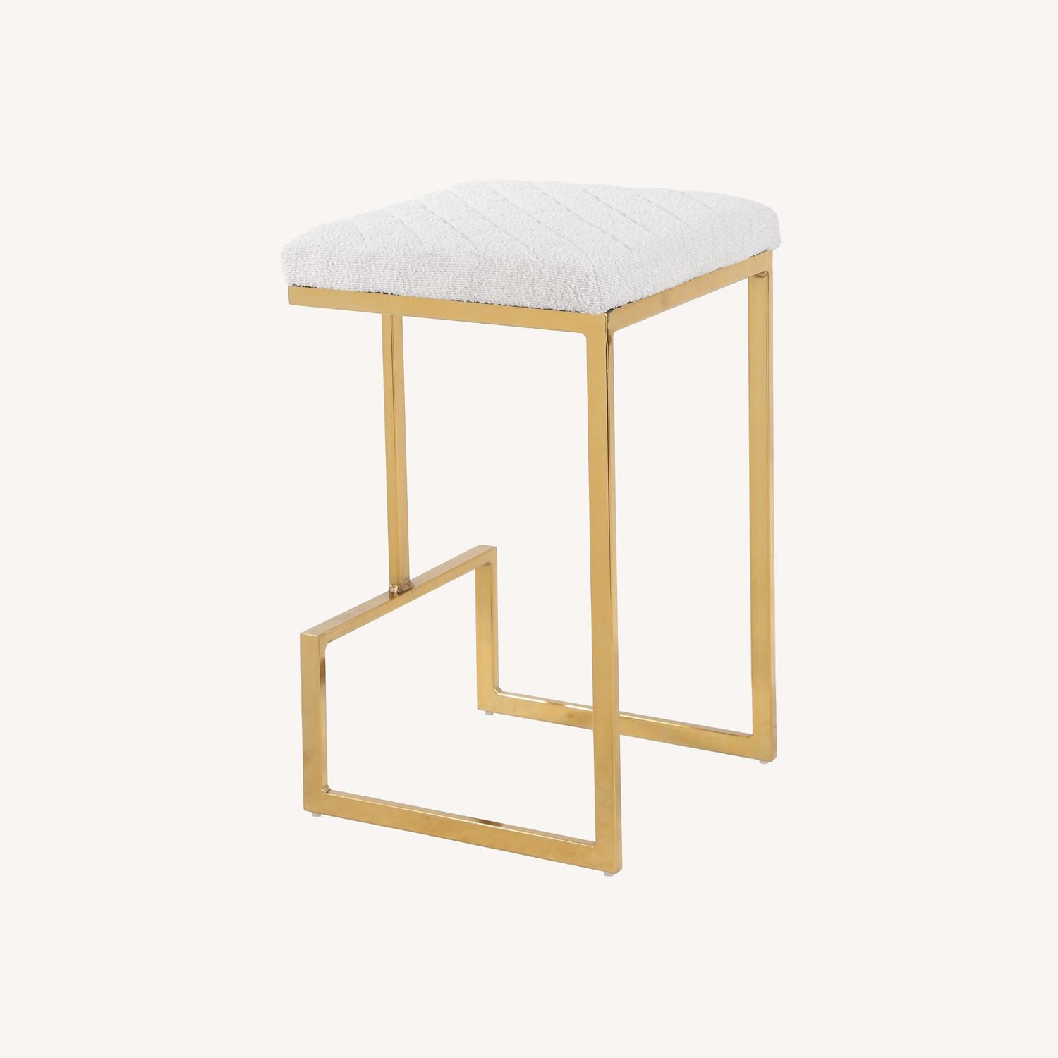 Felicia Beige Boucle Counter Stool - image-0