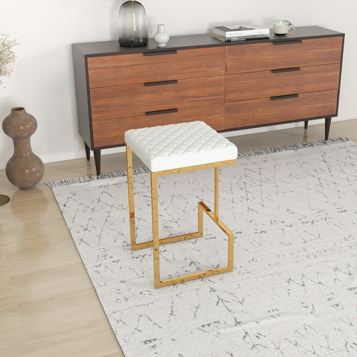 Felicia Beige Boucle Counter Stool - image-5