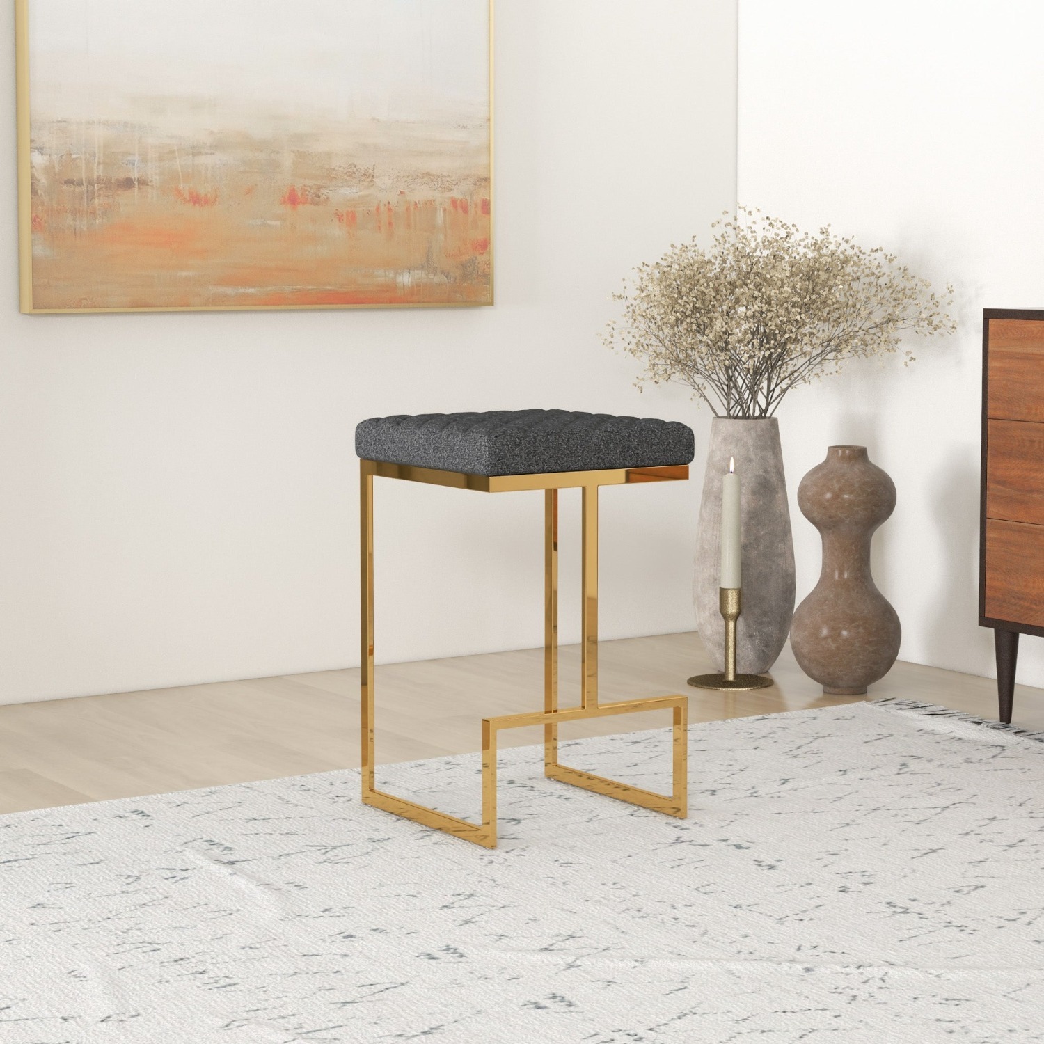 Felicia Grey Boucle Counter Stool - image-4