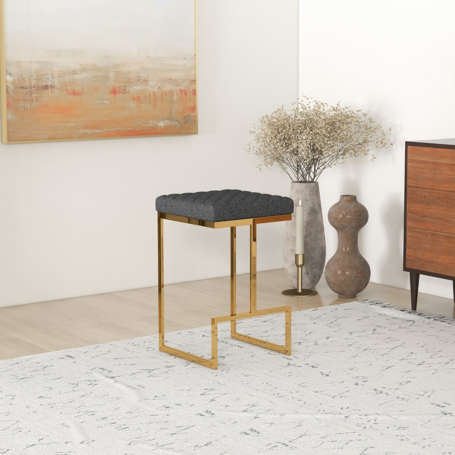 Felicia Grey Boucle Counter Stool - image-2