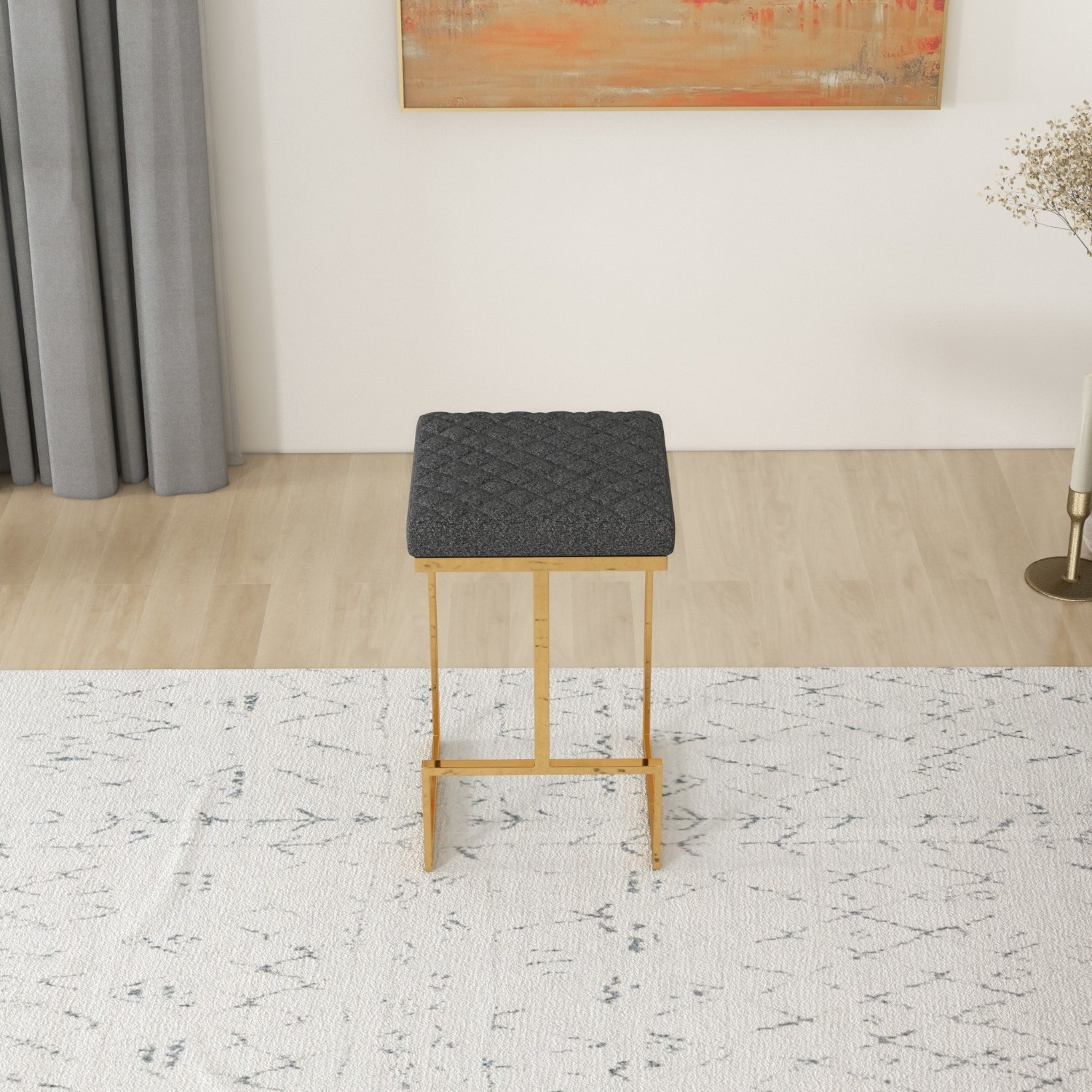 Felicia Grey Boucle Counter Stool - image-3