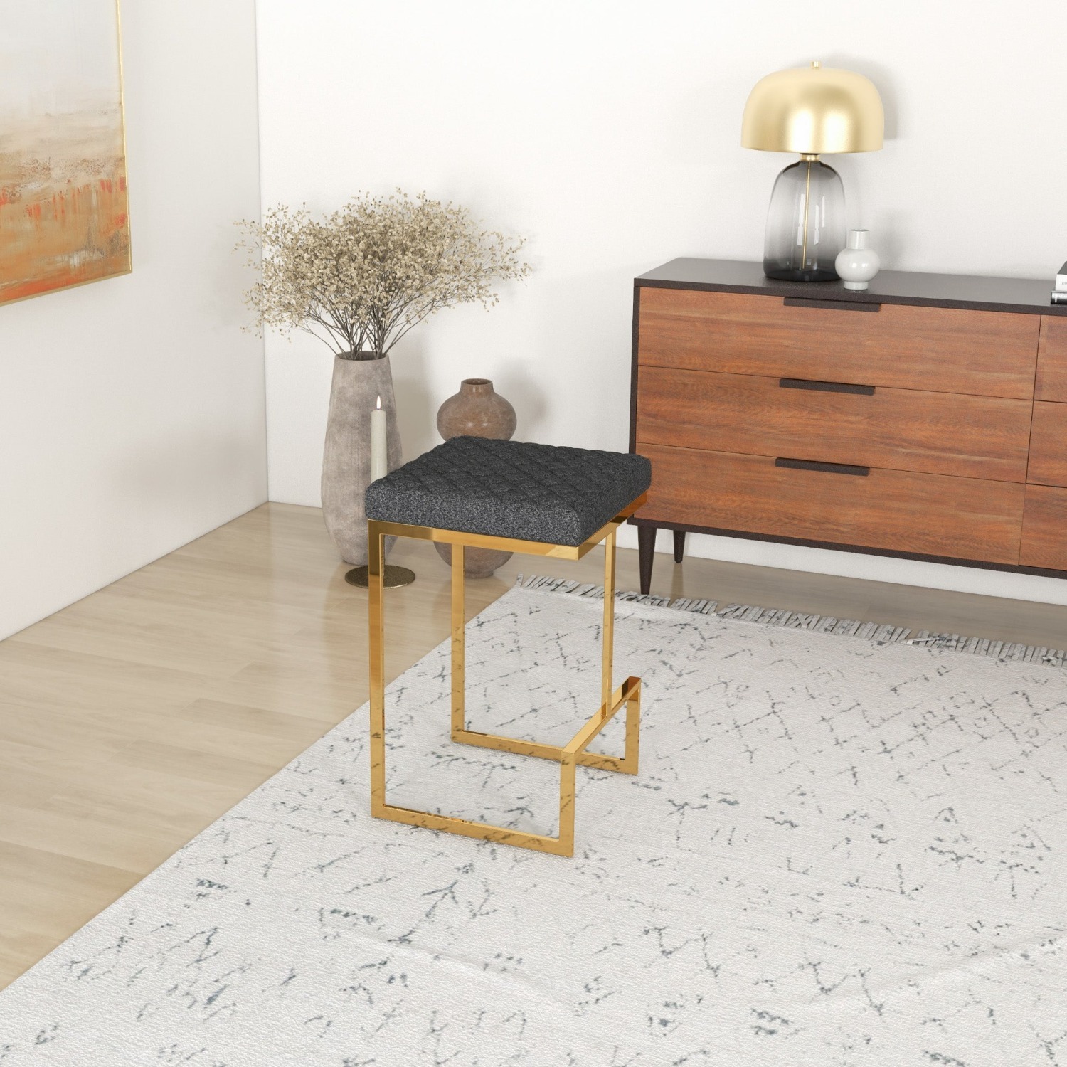 Felicia Grey Boucle Counter Stool - image-5