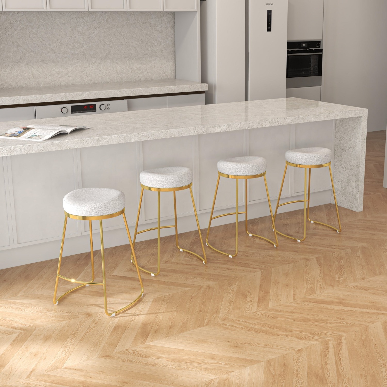 Bissel Beige Boucle Counter Stool - image-2