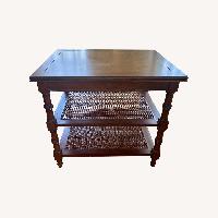 Ethan Allen Brent 3-Tier Caned Faux Bamboo Accent Table