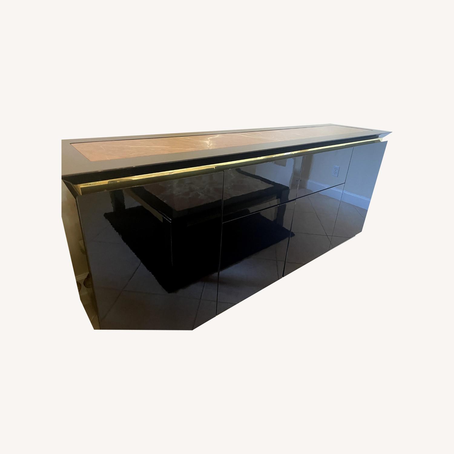 Side Board / Buffet Black Lacquer Marble Stunning - image-0